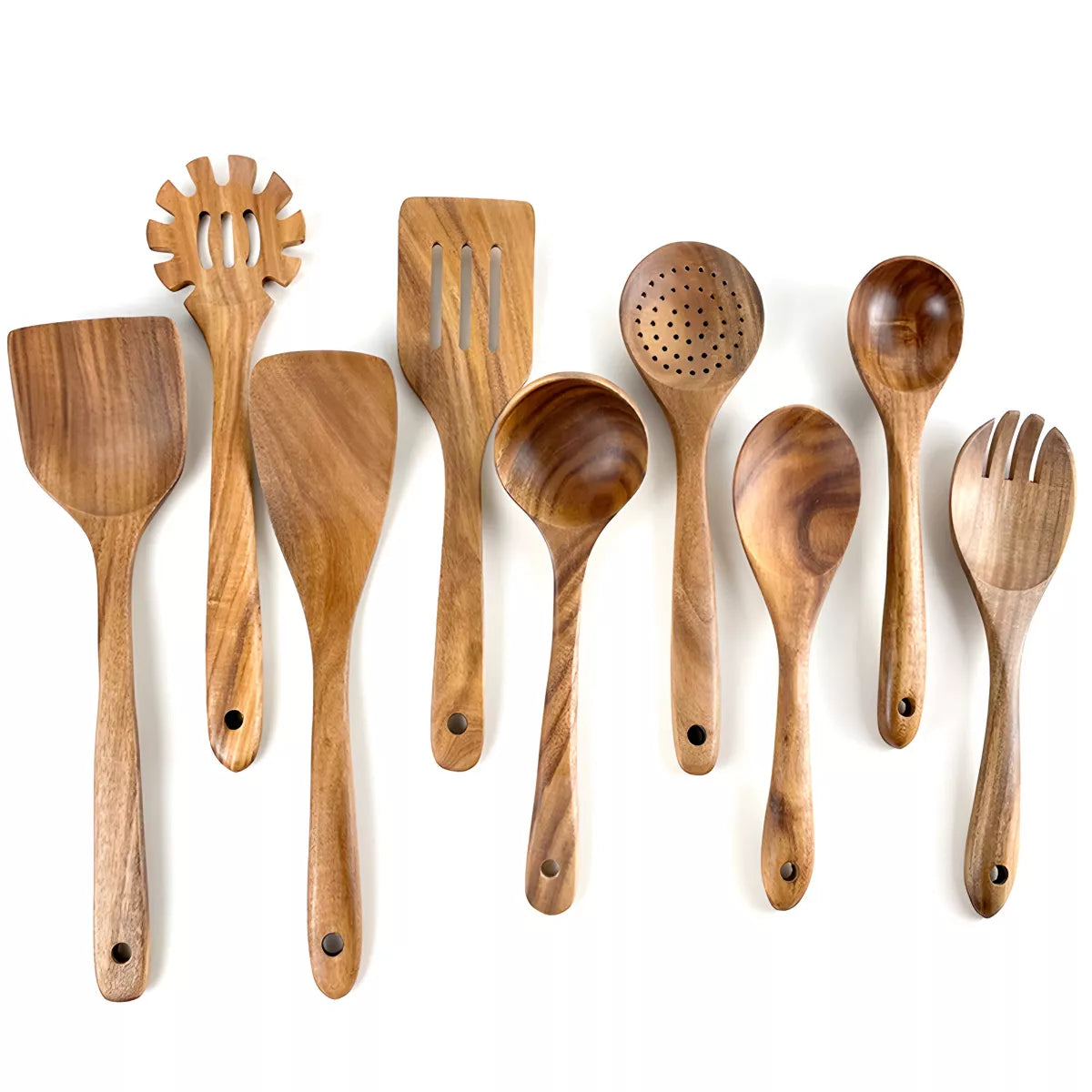 SUGIFT 9 Piece Wooden Cooking Utensil Set
