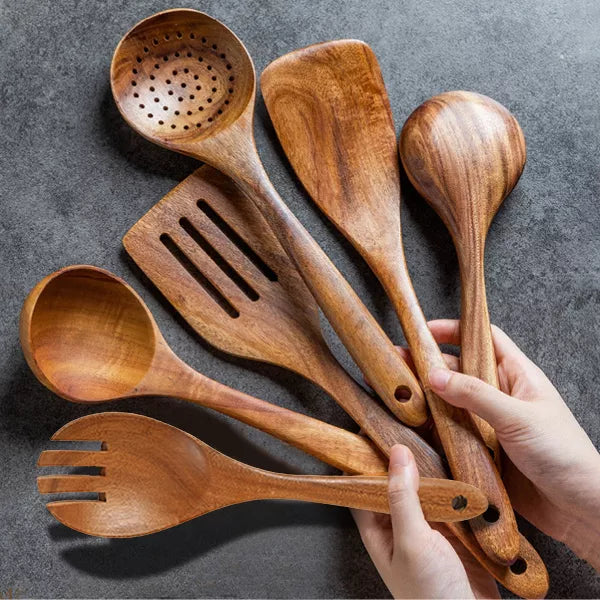 SUGIFT 9 Piece Wooden Cooking Utensil Set