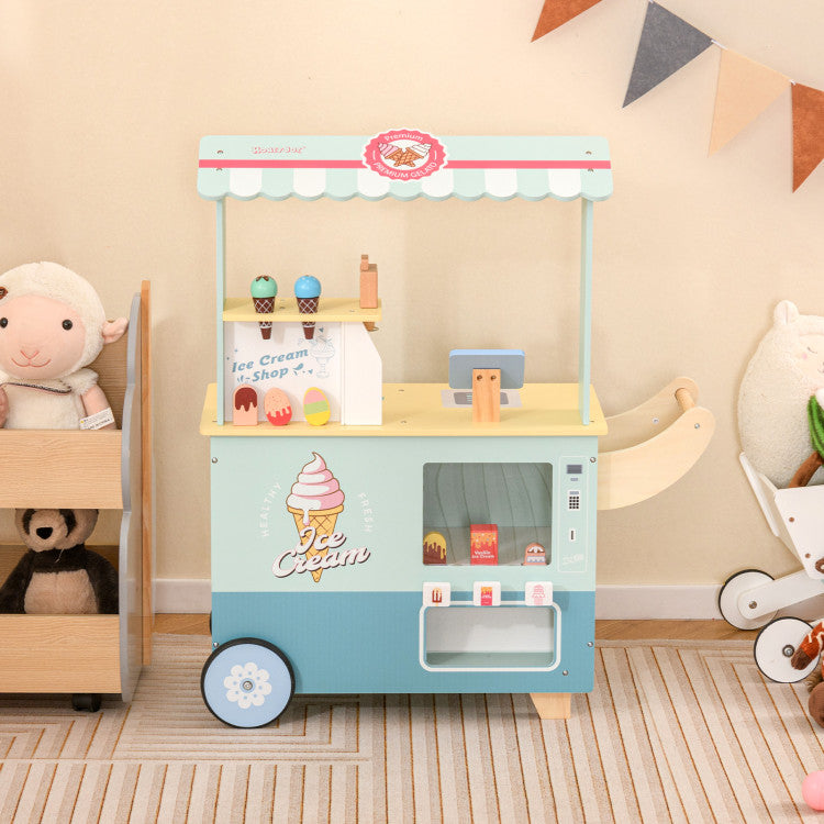 SUGIFT Kids Ice Cream Truck Pretend Play Set for Toddlers with Vending Machine
