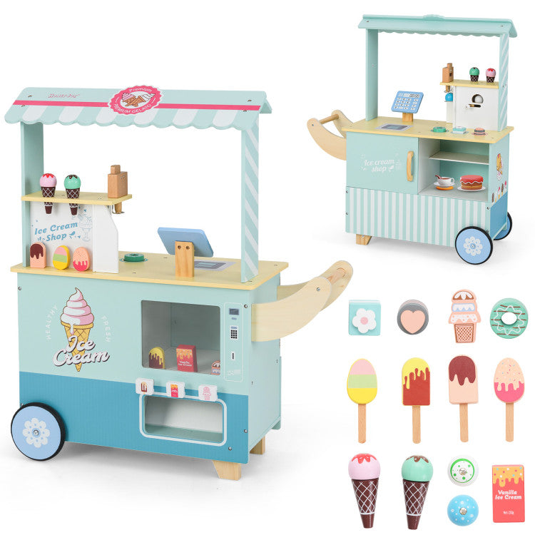 SUGIFT Kids Ice Cream Truck Pretend Play Set for Toddlers with Vending Machine