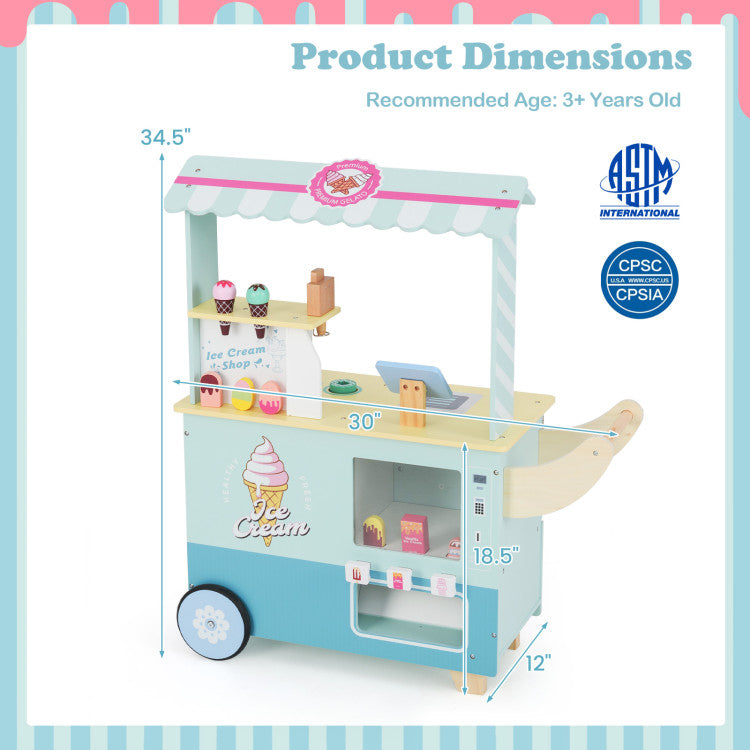 SUGIFT Kids Ice Cream Truck Pretend Play Set for Toddlers with Vending Machine