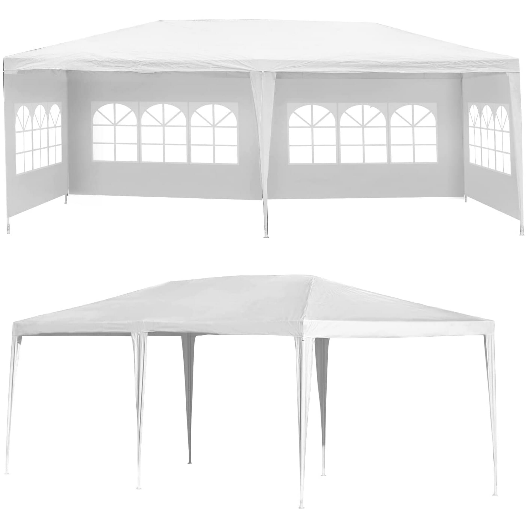 Large 10' x 20' Gazebo Canopy Party Tent with 4 Removable Window Side Walls, Wedding, Outside Event Tent-White