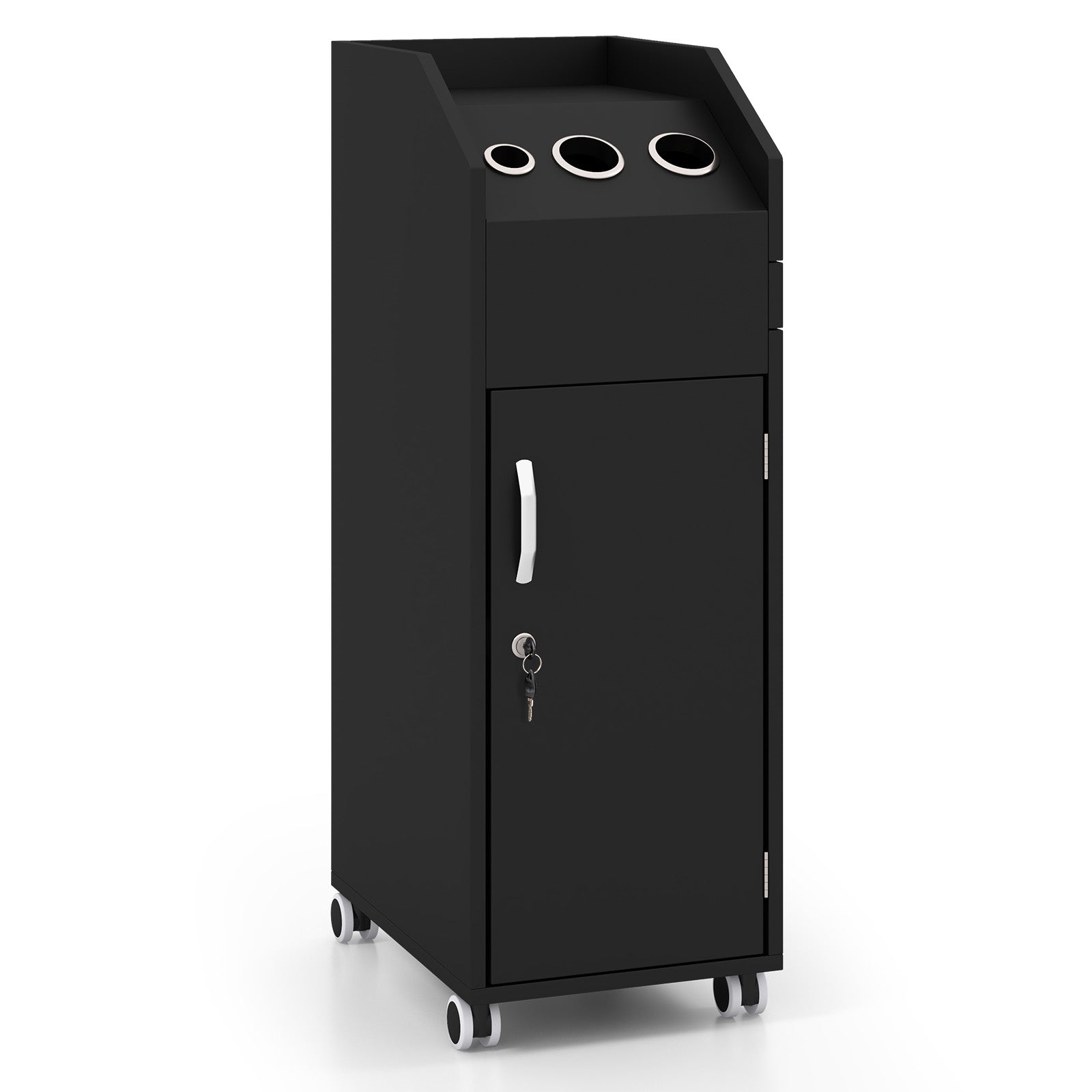 Salon Trolley Cart 360¡ã Rolling Tool Cart Mobile Storage Station with 4 Lockable Wheels-Black