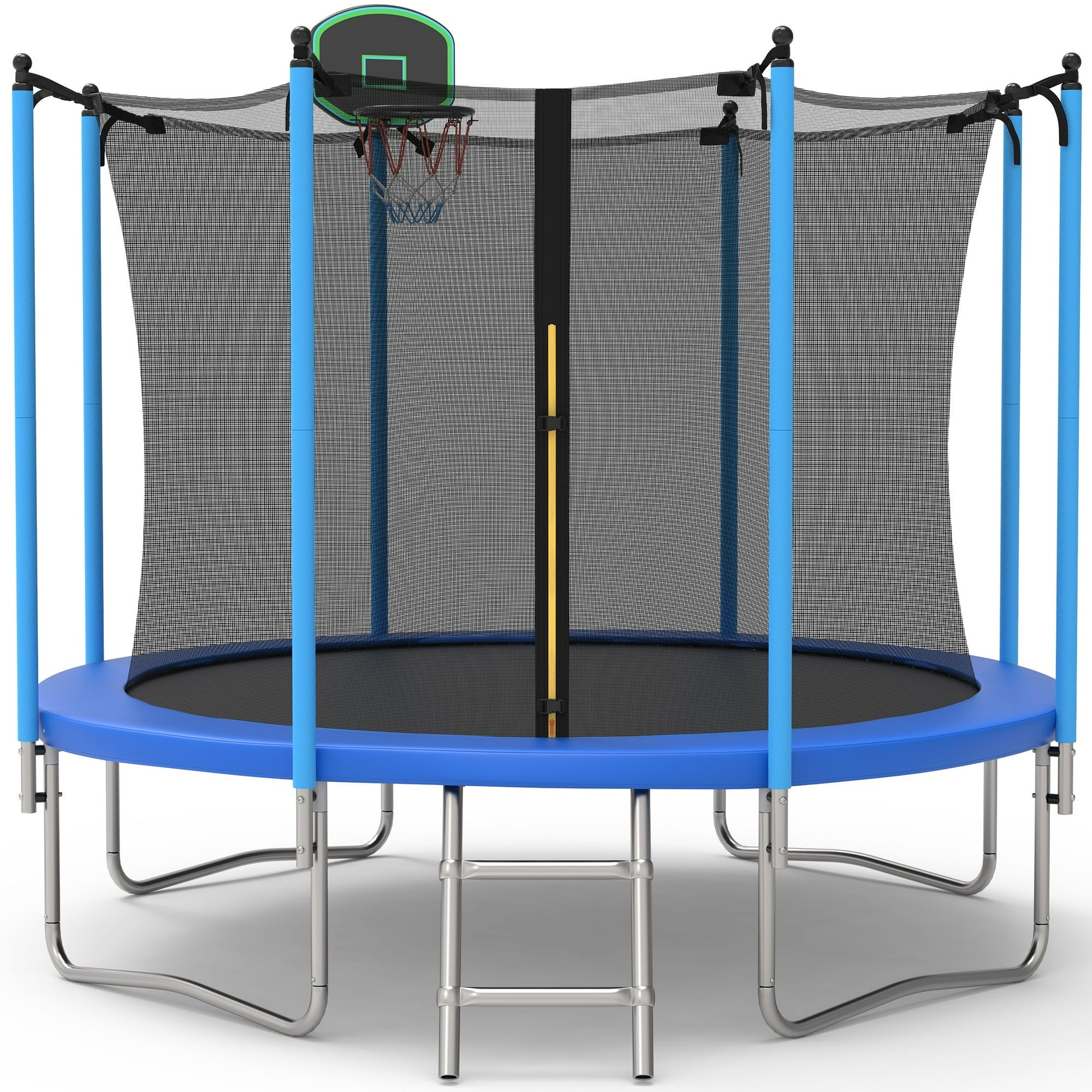 SUGIFT 10ft Trampoline for Kids with Basketball Hoop and Enclosure Net