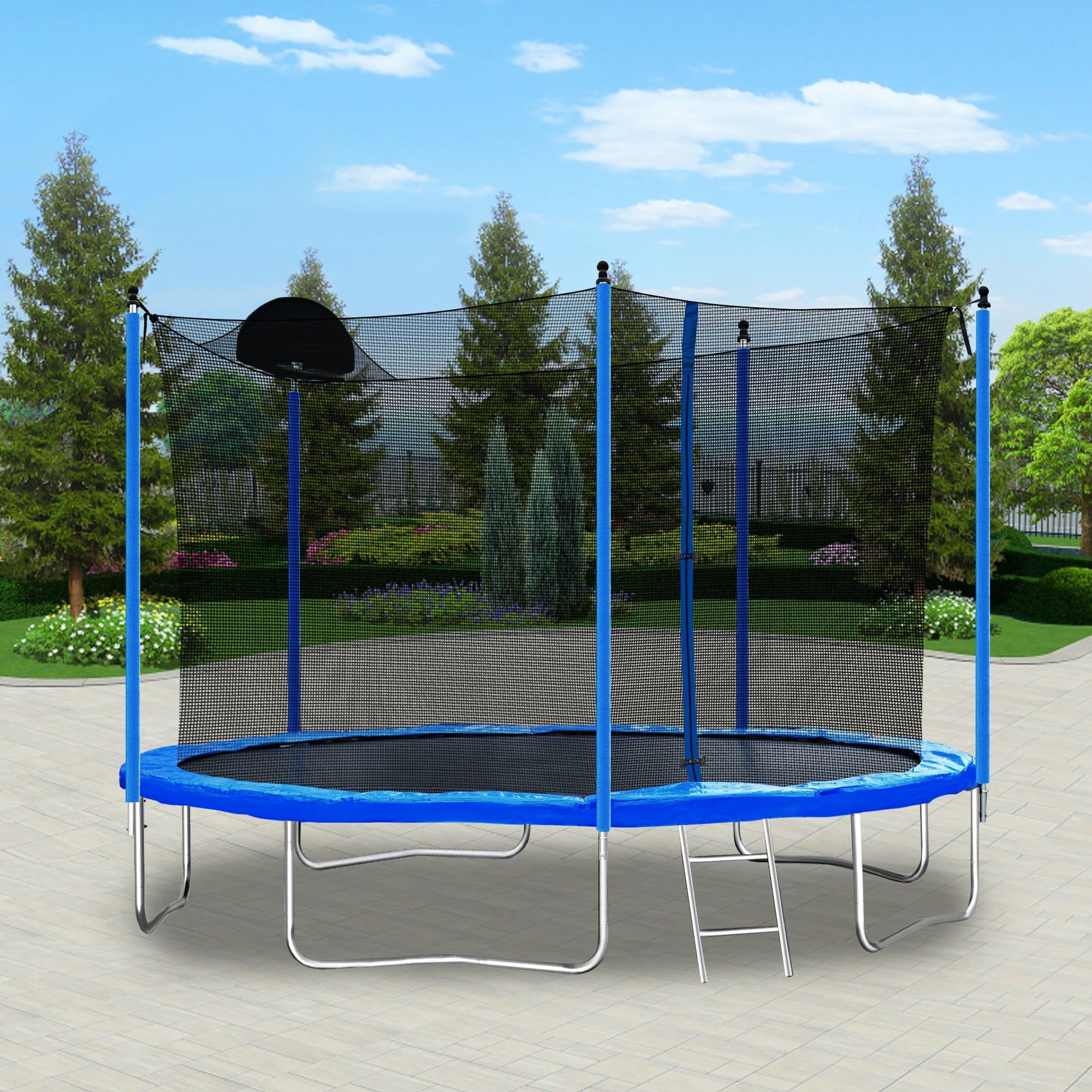 SUGIFT 12FT Trampoline Basketball Hoop, Outdoor Trampolines