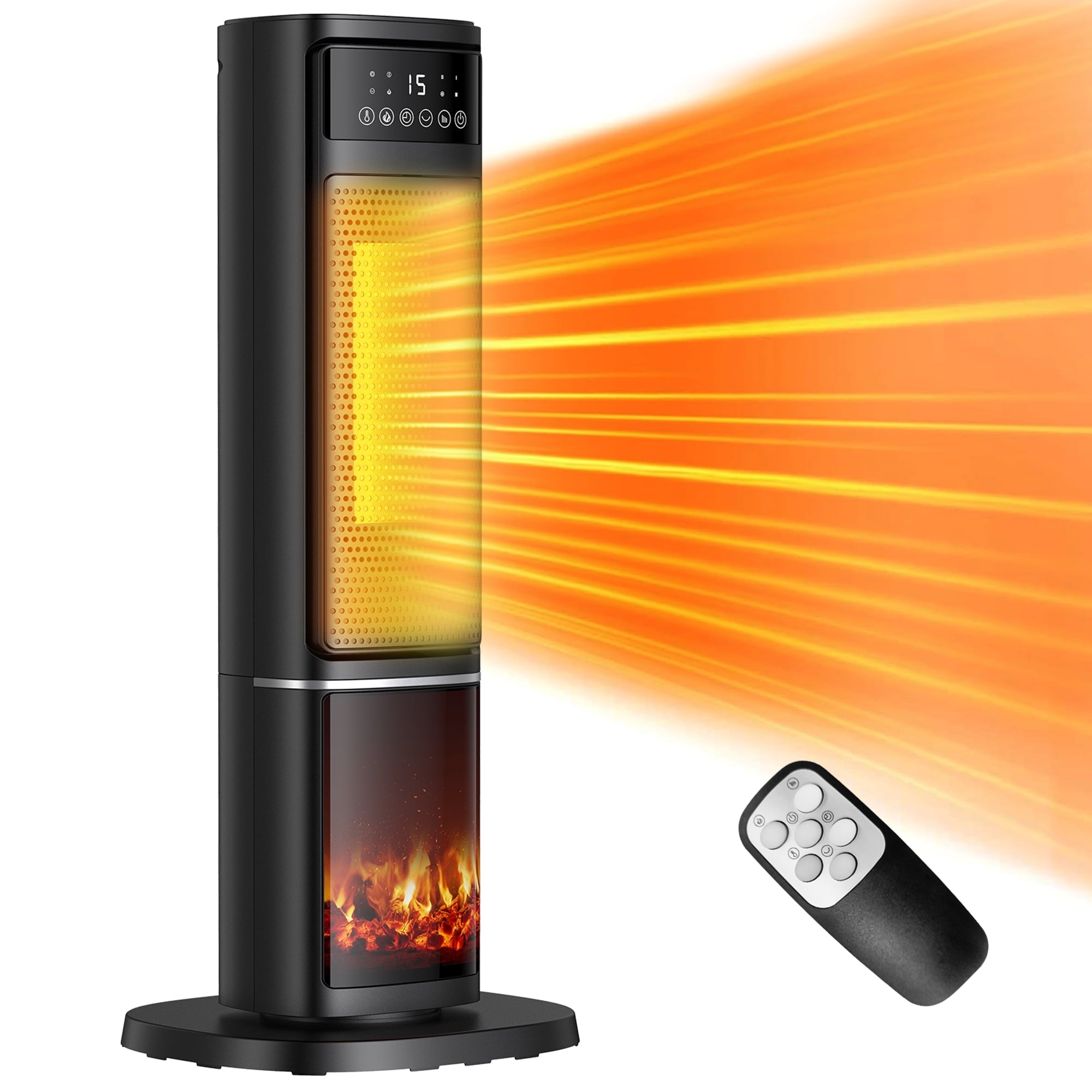 SUGIFT 1500W Portable Oscillating Ceramic Space Heater Tower with Digital Display