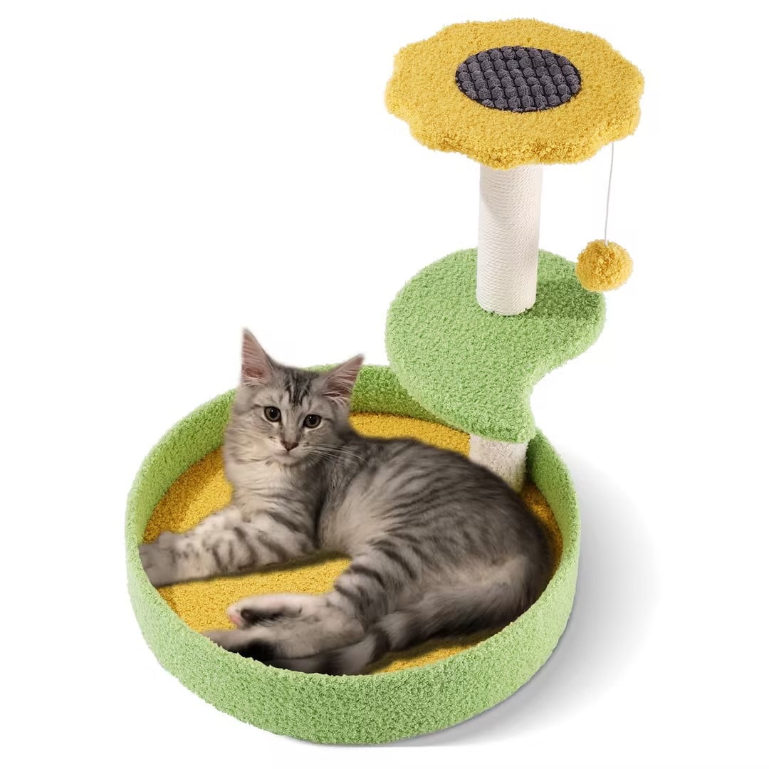 SUGIFT 17 Cat Tree with Sisal Scratching Posts Multi-Level Cat Tower for Indoor Medium Cats Green