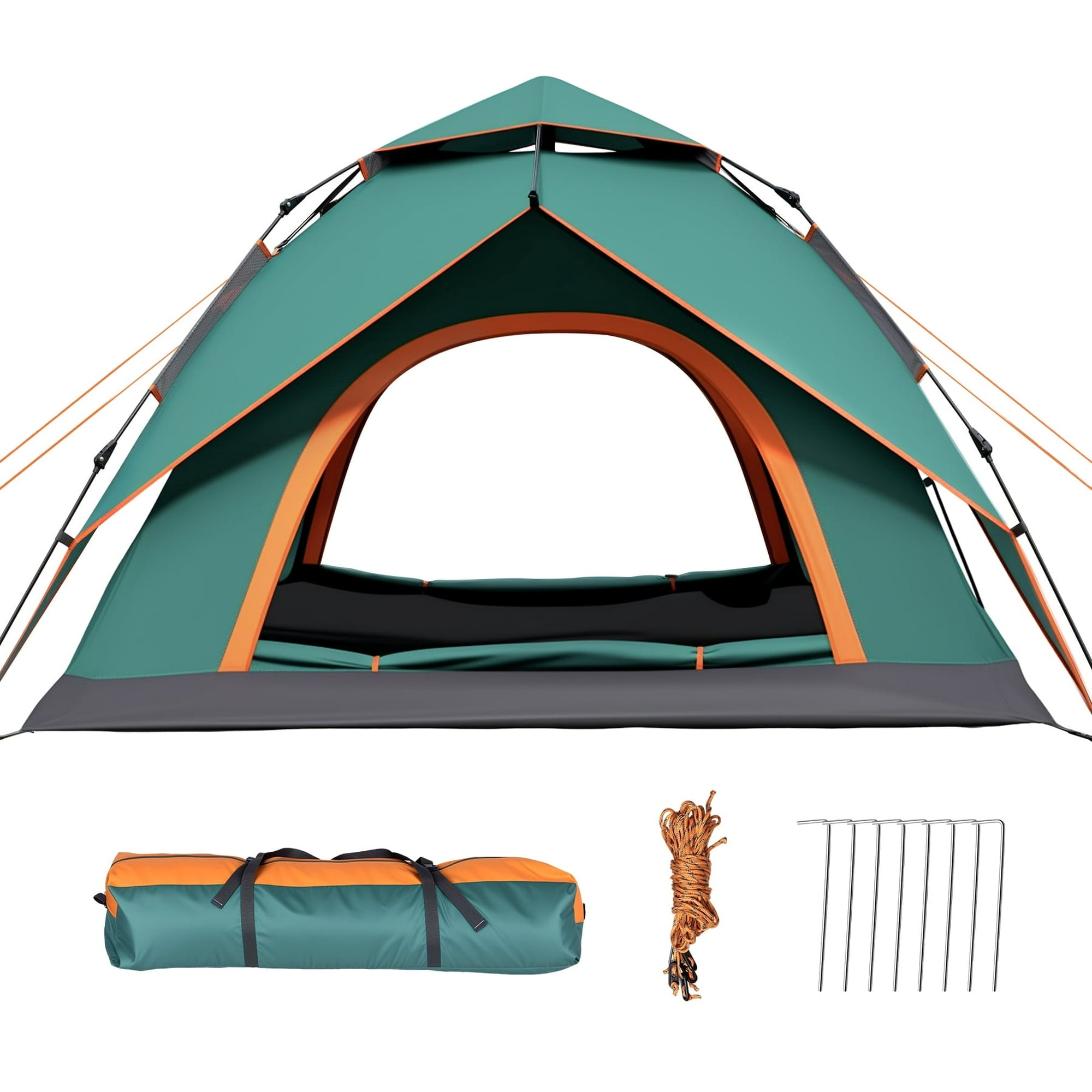 SUGIFT 3-4 Person Instant Pop-Up Camping Tent with Carry Bag Double Layer Waterproof Tents for Beach Traveling Outdoor Green