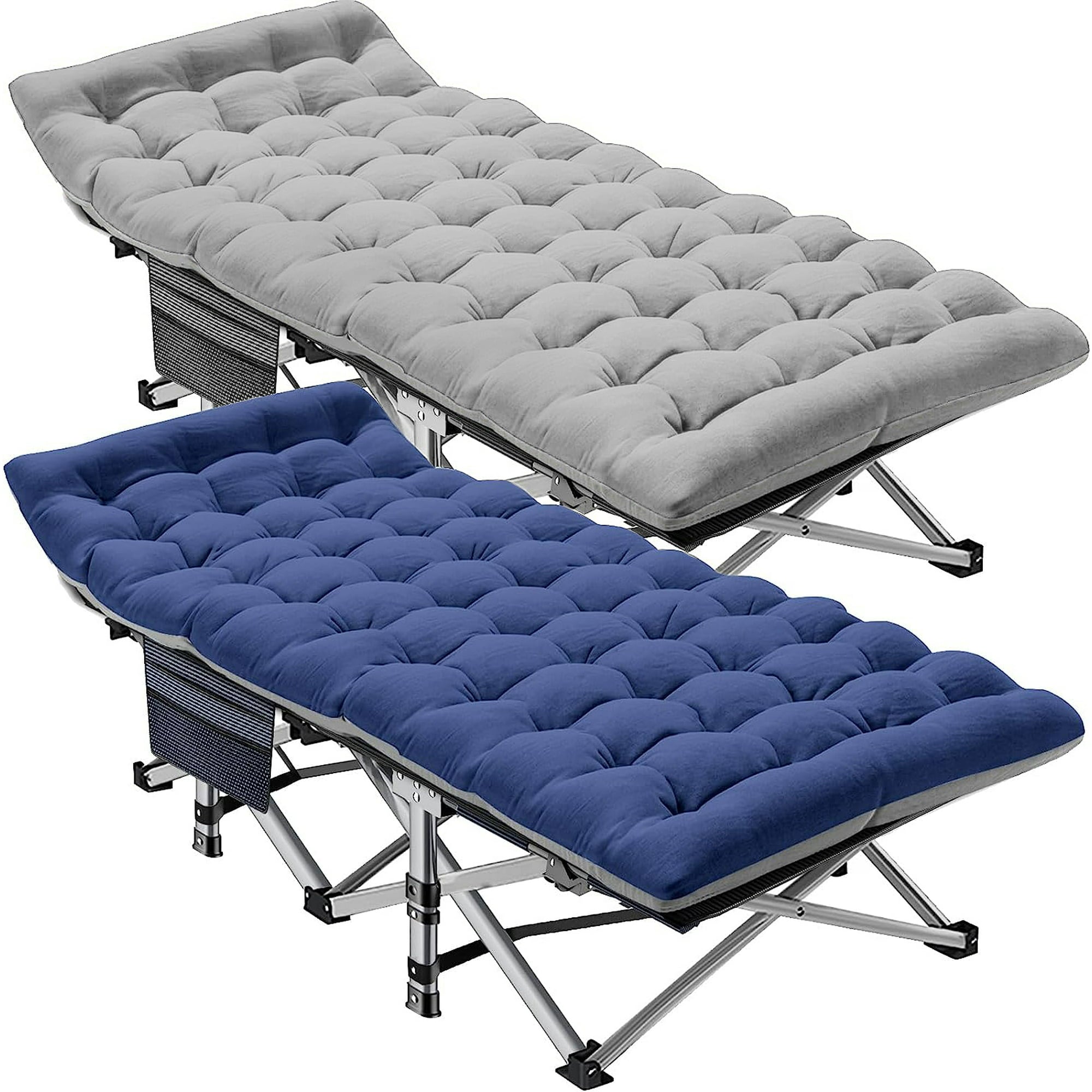 SUGIFT 2 Pack Folding Camping Cot W/Mat for Adults Heavy Duty Outdoor Bed