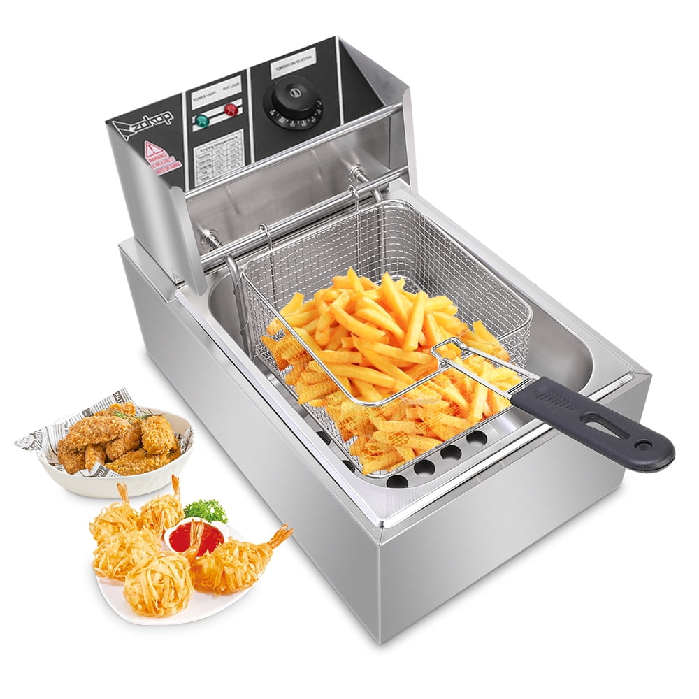 SUGIFT 2500W MAX 110V 6.3QT/6L Stainless Steel Single Cylinder Electric Fryer