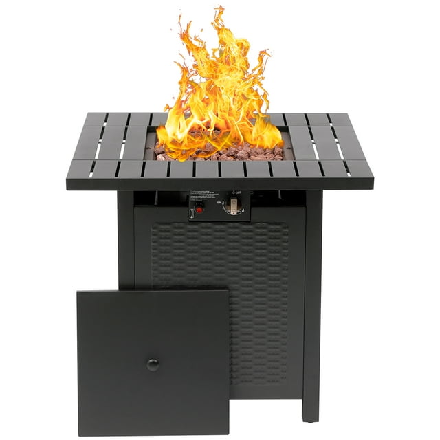 SUGIFT 28in Outdoor Gas Fire Pit Table 50,000 BTU Square Propane Fire Pit Table W/ Cover