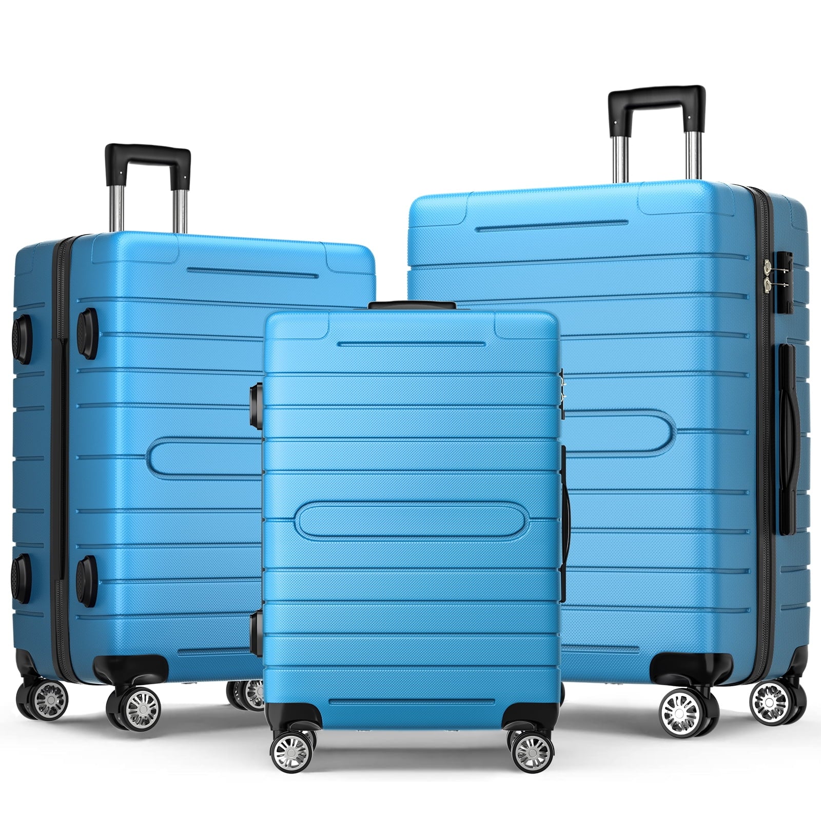 SUGIFT 3 Piece Luggage Set, Hardside Luggage Spinner Wheels Suitcase Carry on Luggage, TSA Lock, 20in24in28in, Bright Blue