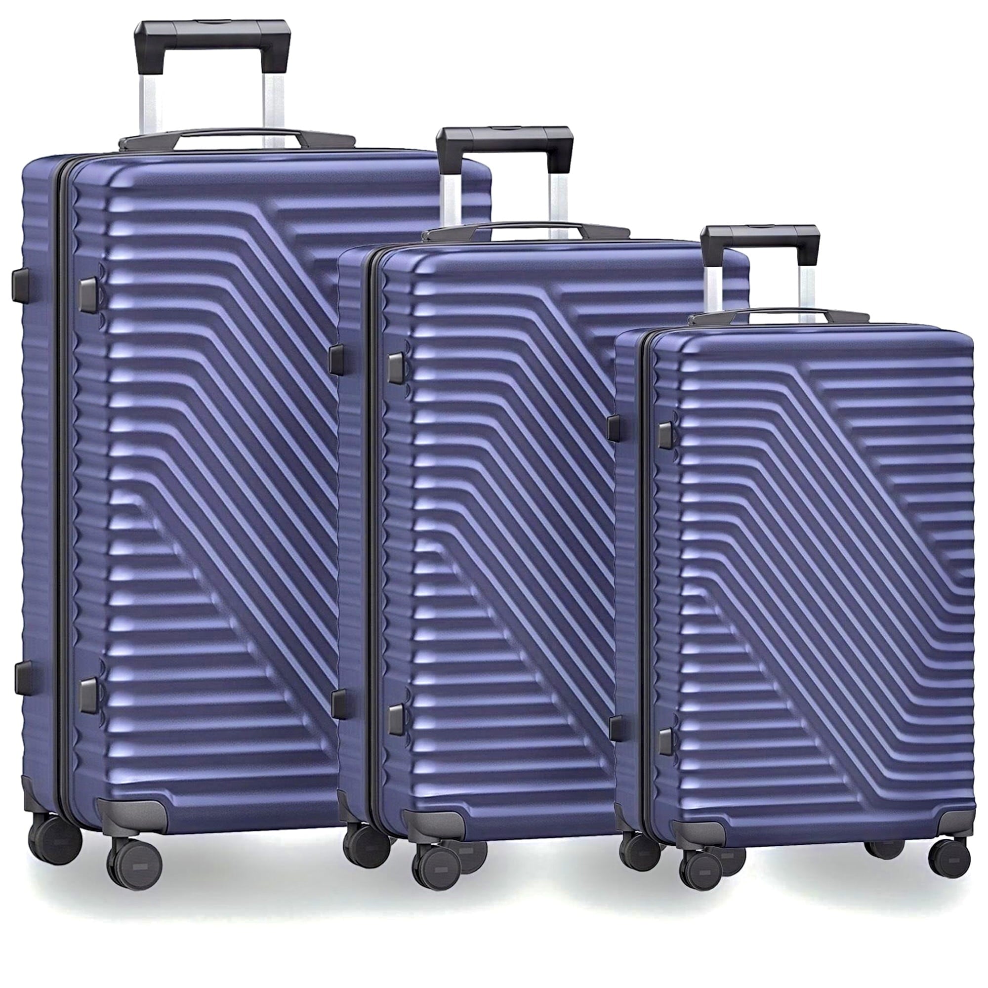 SUGIFT 3-Piece Hardshell Spinner Luggage Set (20in,24in,28in) with Scratch-Resistant Finish - Blue