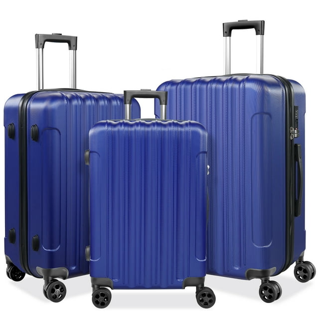 SUGIFT 3 Piece Luggage Sets ABS Hardshell Hardside TSA Lock Lightweight Durable Spinner Wheels Suitcase, Blue