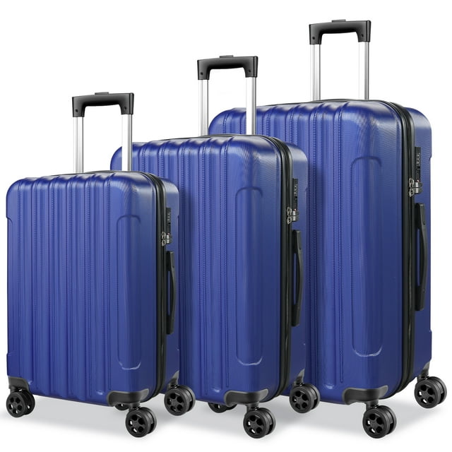 SUGIFT 3 Piece Luggage Sets ABS Hardshell Hardside with TSA Lock, Blue