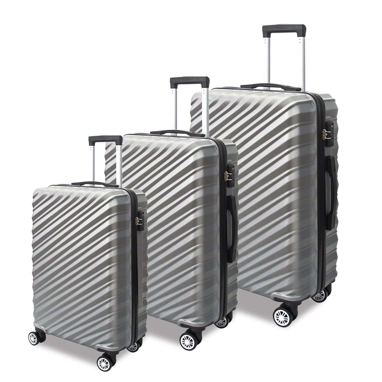 SUGIFT 3 Piece Luggage set with TSA Lock Spinner Wheel ABS, 20/24/28 Inches