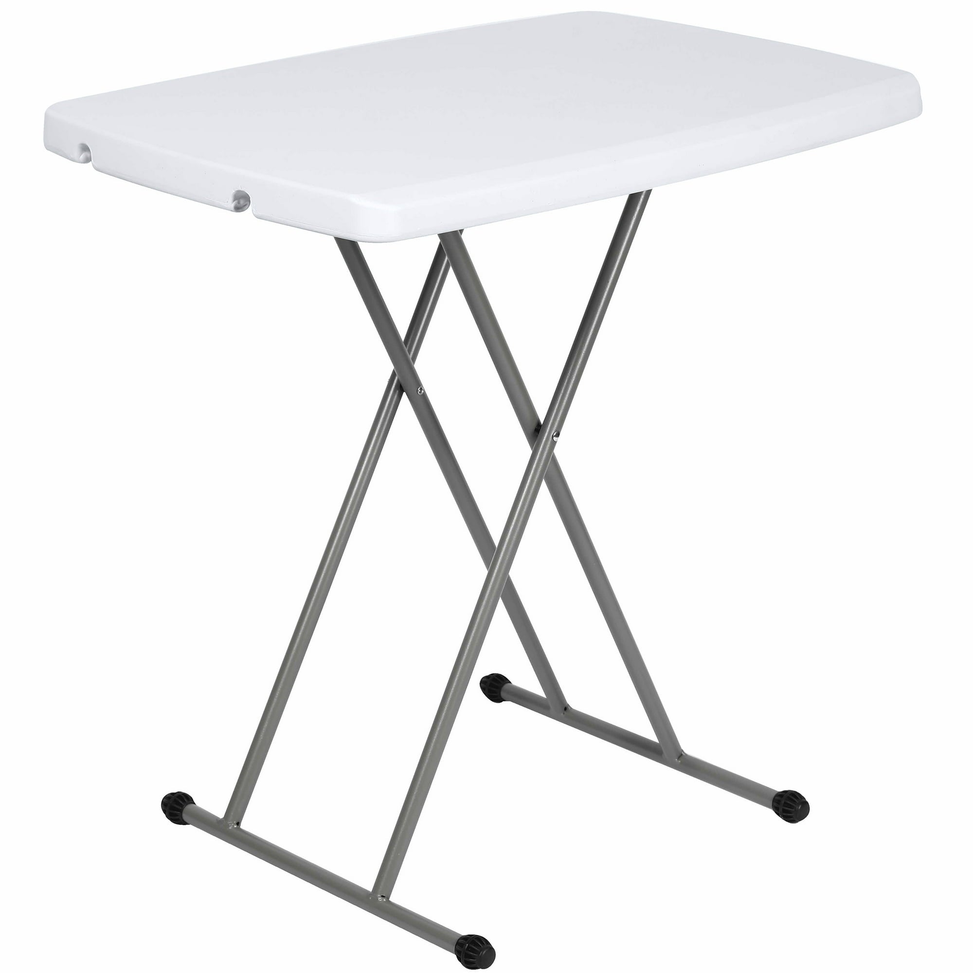 SUGIFT 30 inch Personal Folding Table Adjustable Resin TV Tray, White
