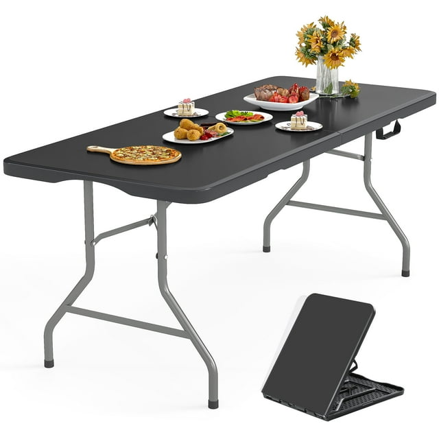 SUGIFT 5ft Folding Table Plastic Foldable Table for Indoor/Outdoor Use