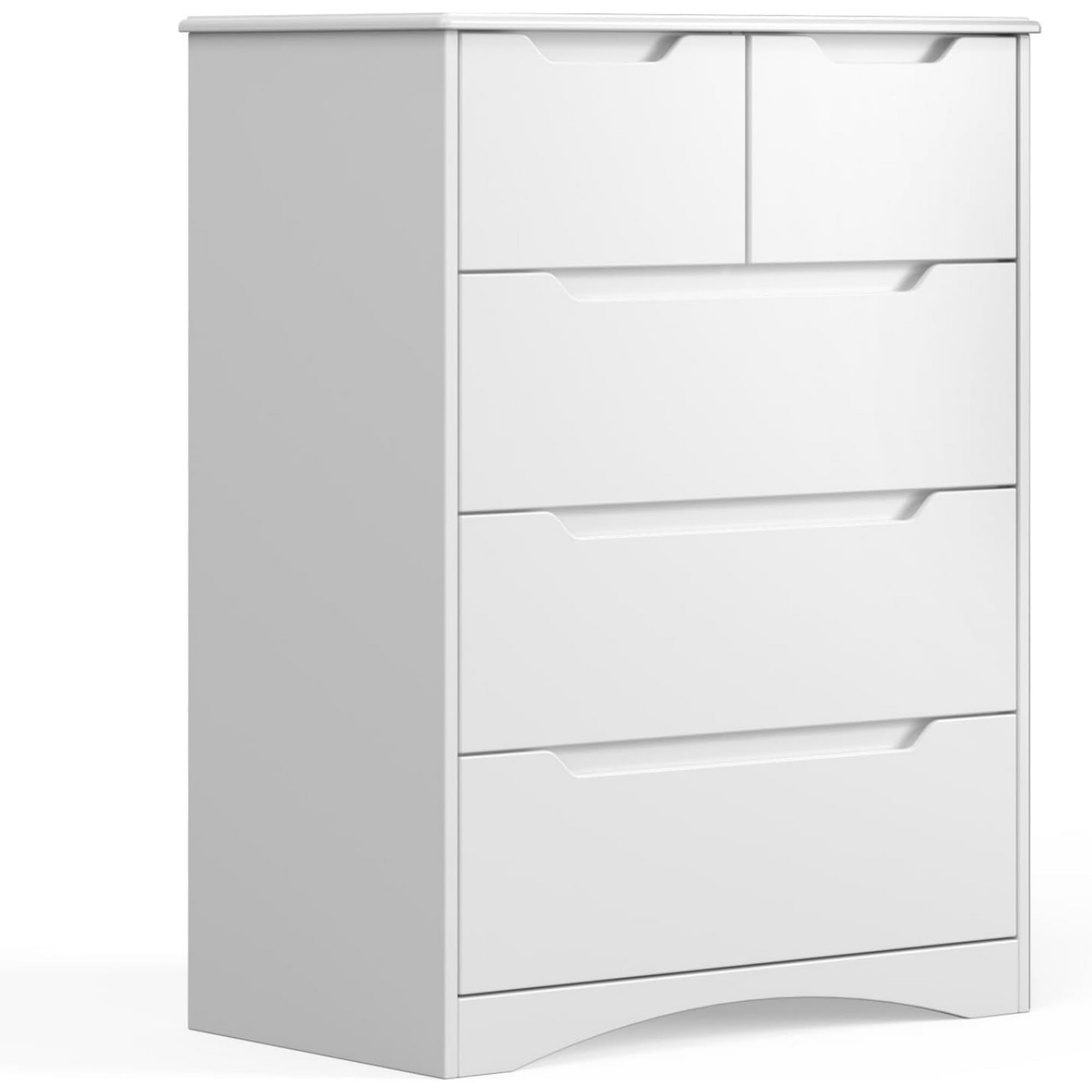 SUGIFT 5 Drawer Dresser Wood Chest of Drawers with Storage, Gray