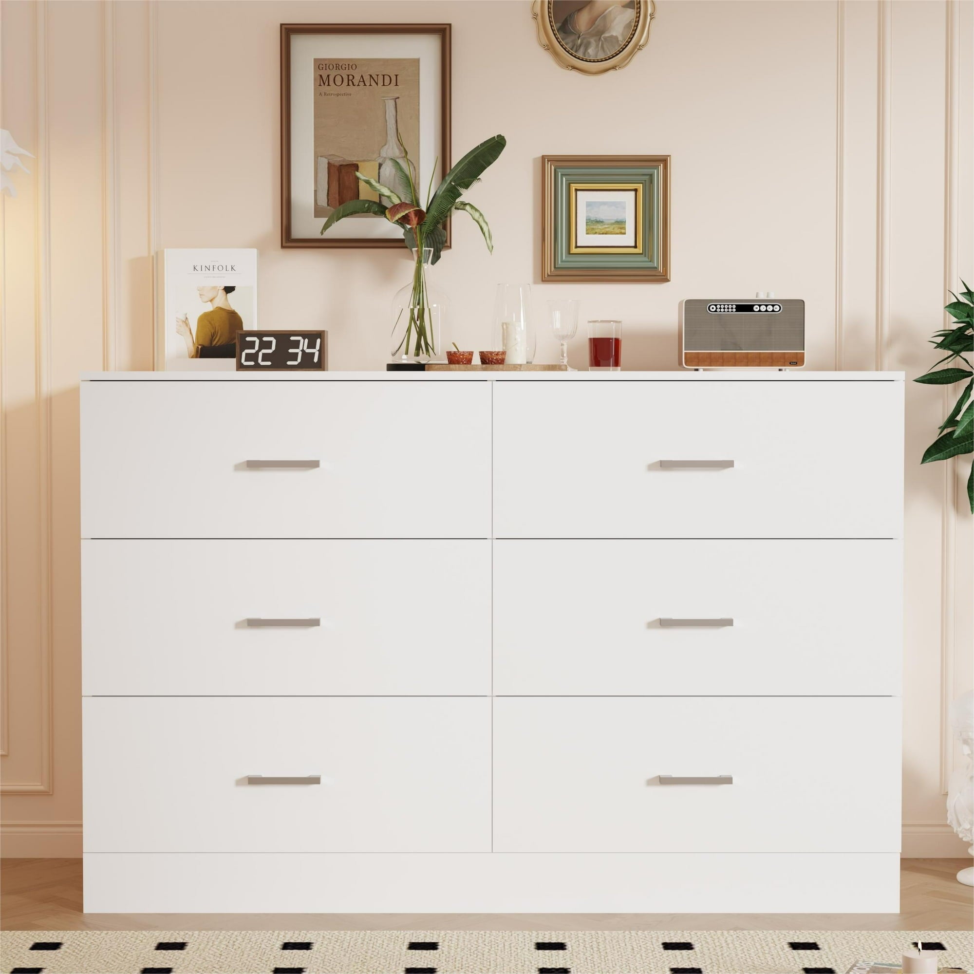 SUGIFT 6 Drawer White Double Dresser for Bedroom SUGIFT 6 Drawer White Double Dresser for Bedroom