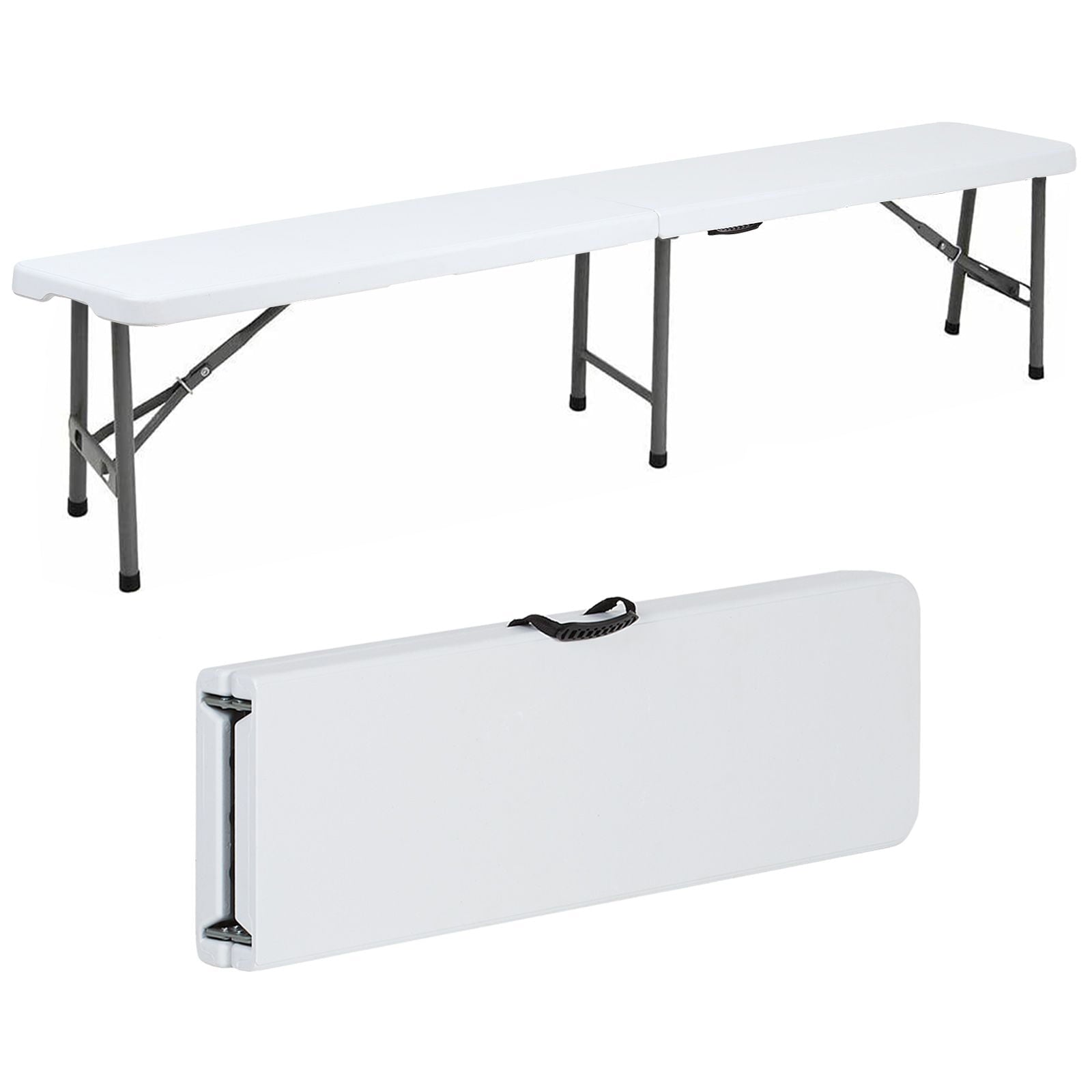 SUGIFT 6 ft Plastic Folding Bench Portable Indoor Outdoor Bench, White
