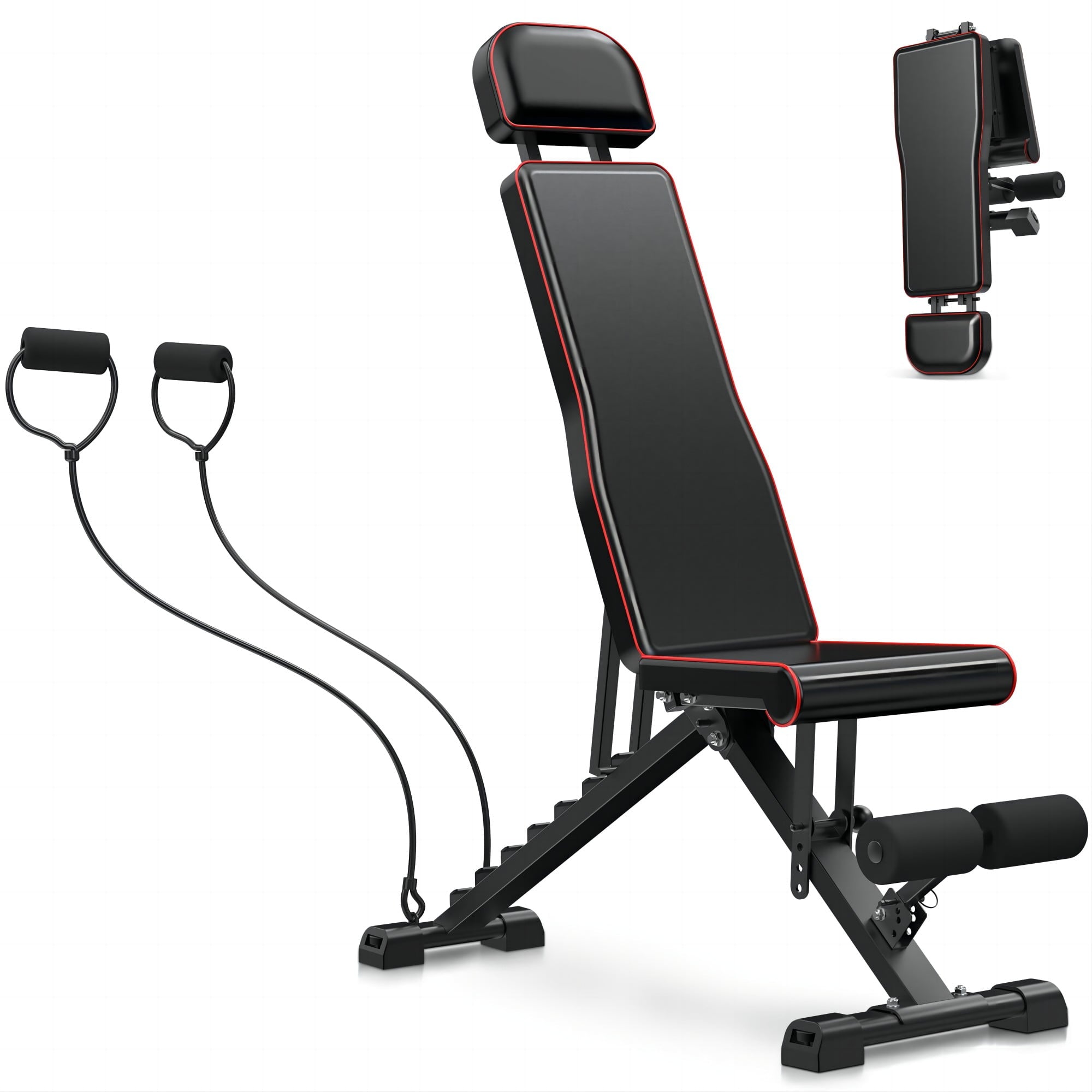 SUGIFT Adjustable Weight Bench, 650LB Foldable Workout Bench with Extended Head/Neck Protection/Spine Support for Bench Press, 3 Sec Fast Folding Multi-Purpose for Full Body Workout