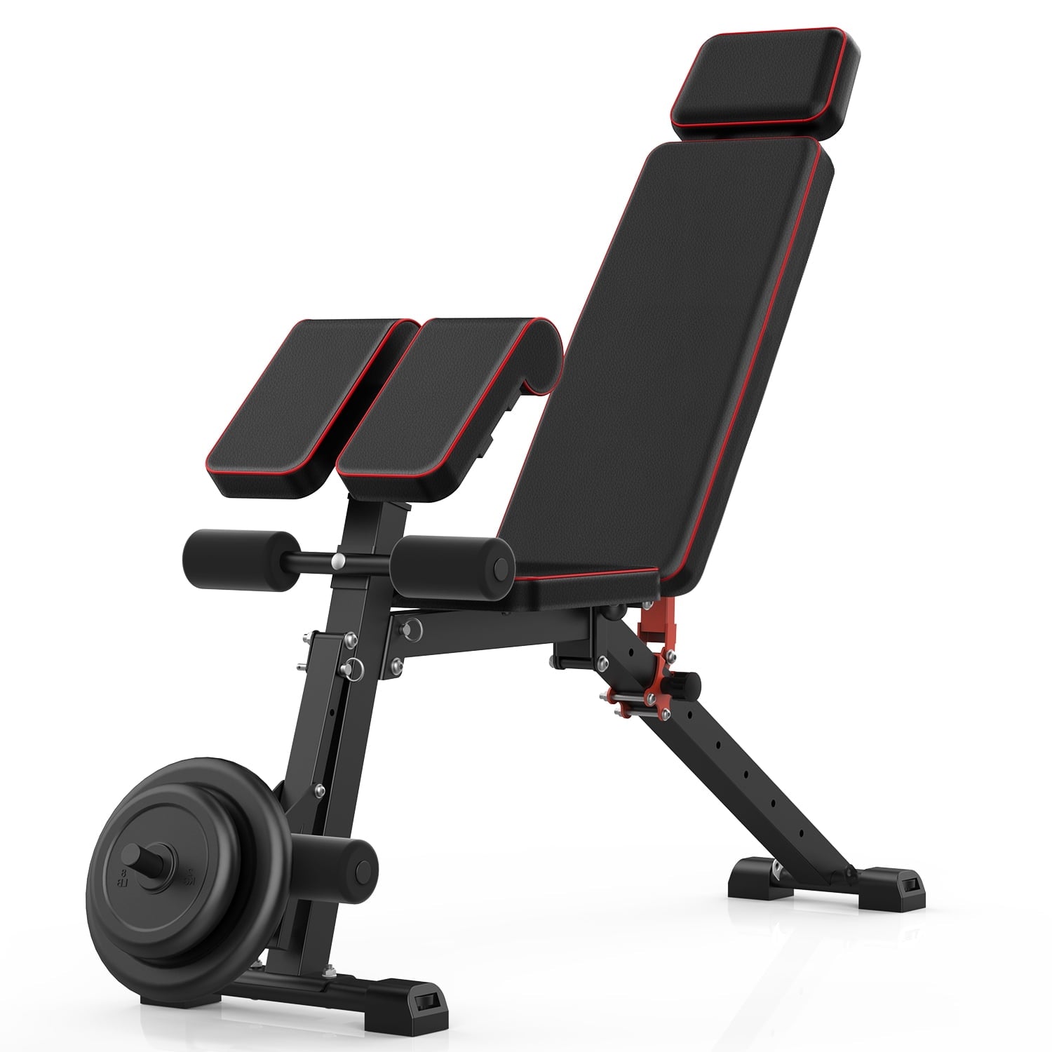 SUGIFT Adjustable Weight Bench, Workout Bench Press for Home Gym, Foldable Incline Decline Sit up Exercise Bench for Full Body Strength Training w/Leg Extension