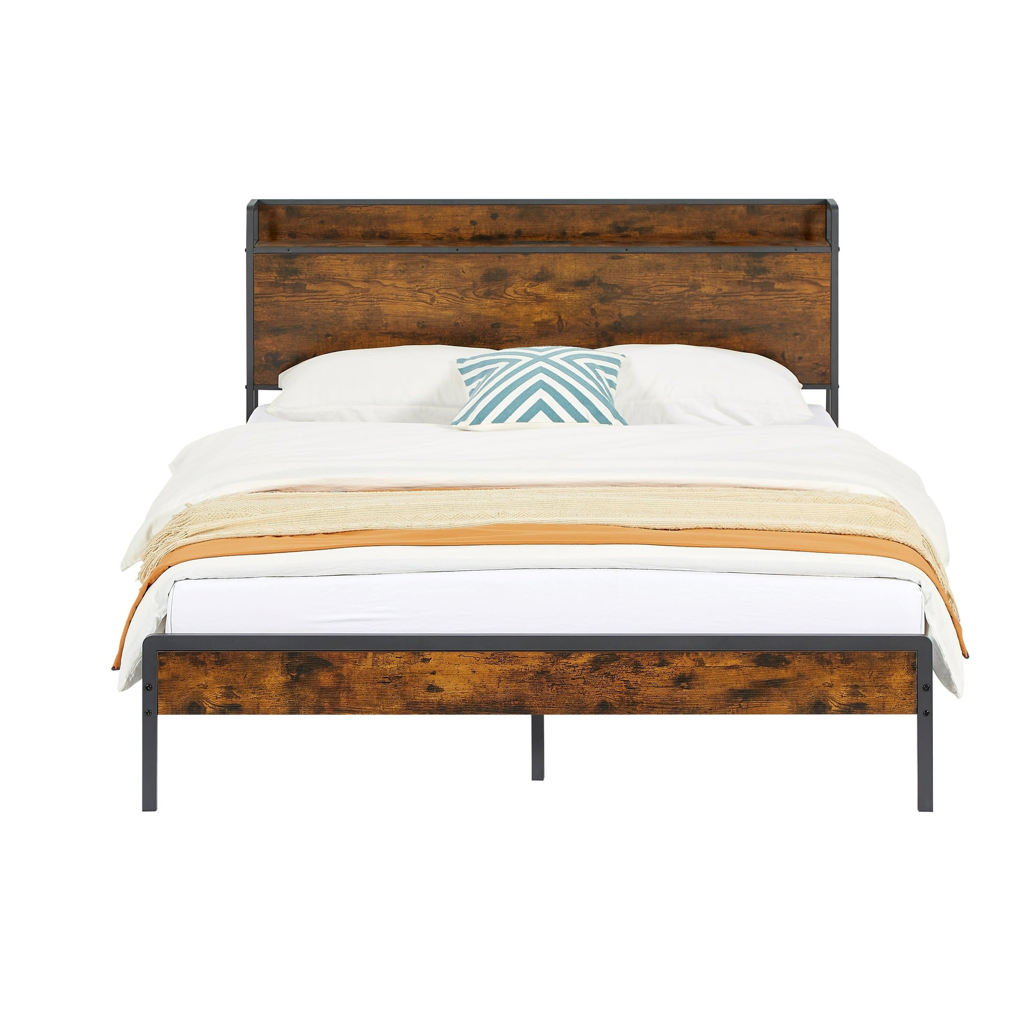 SUGIFT Bed frame with charging station queen size