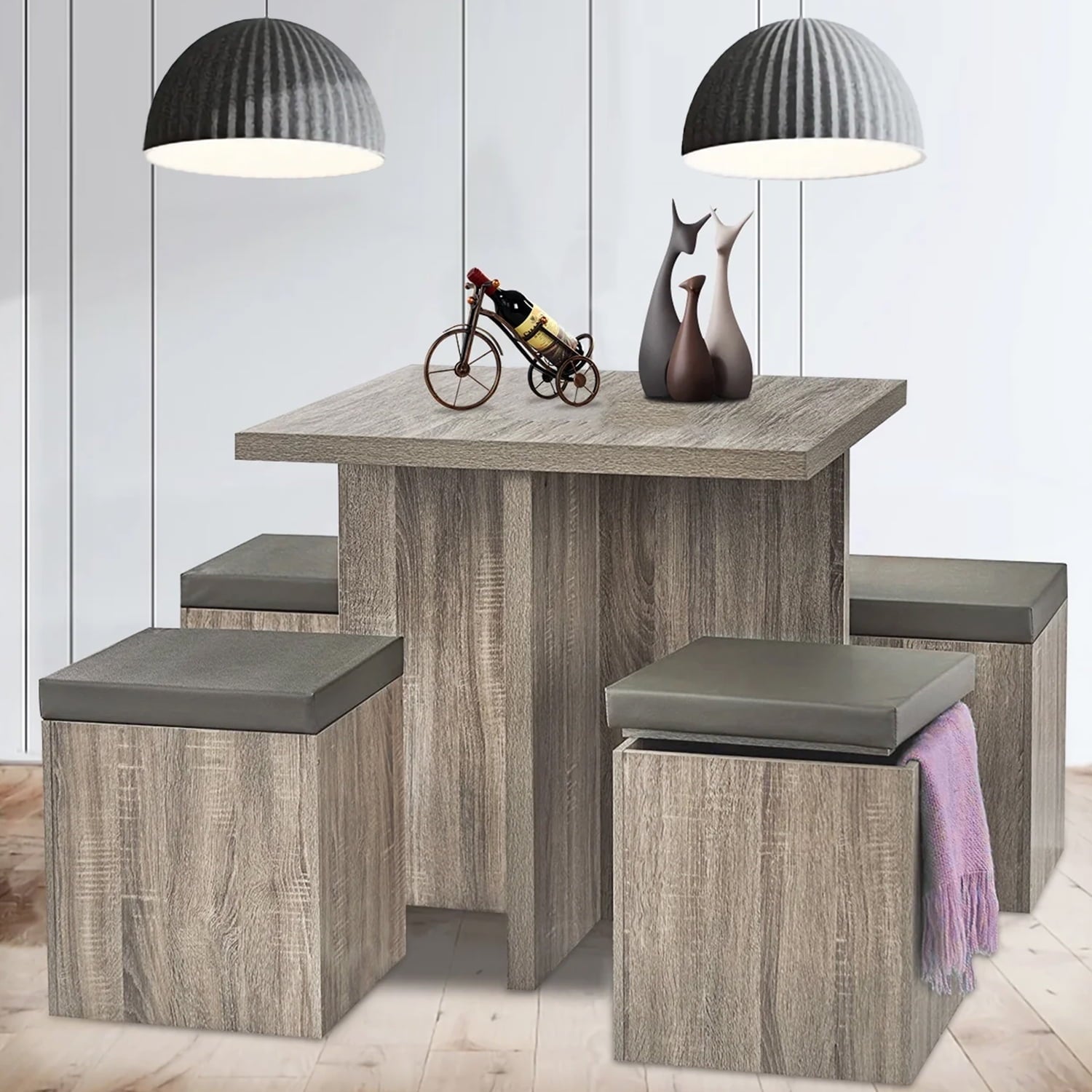 SUGIFT Dining Table Set for 4, 31in Kitchen Table and Chairs Set of 4, for Small Space, Apartment, Dinette, Taupe