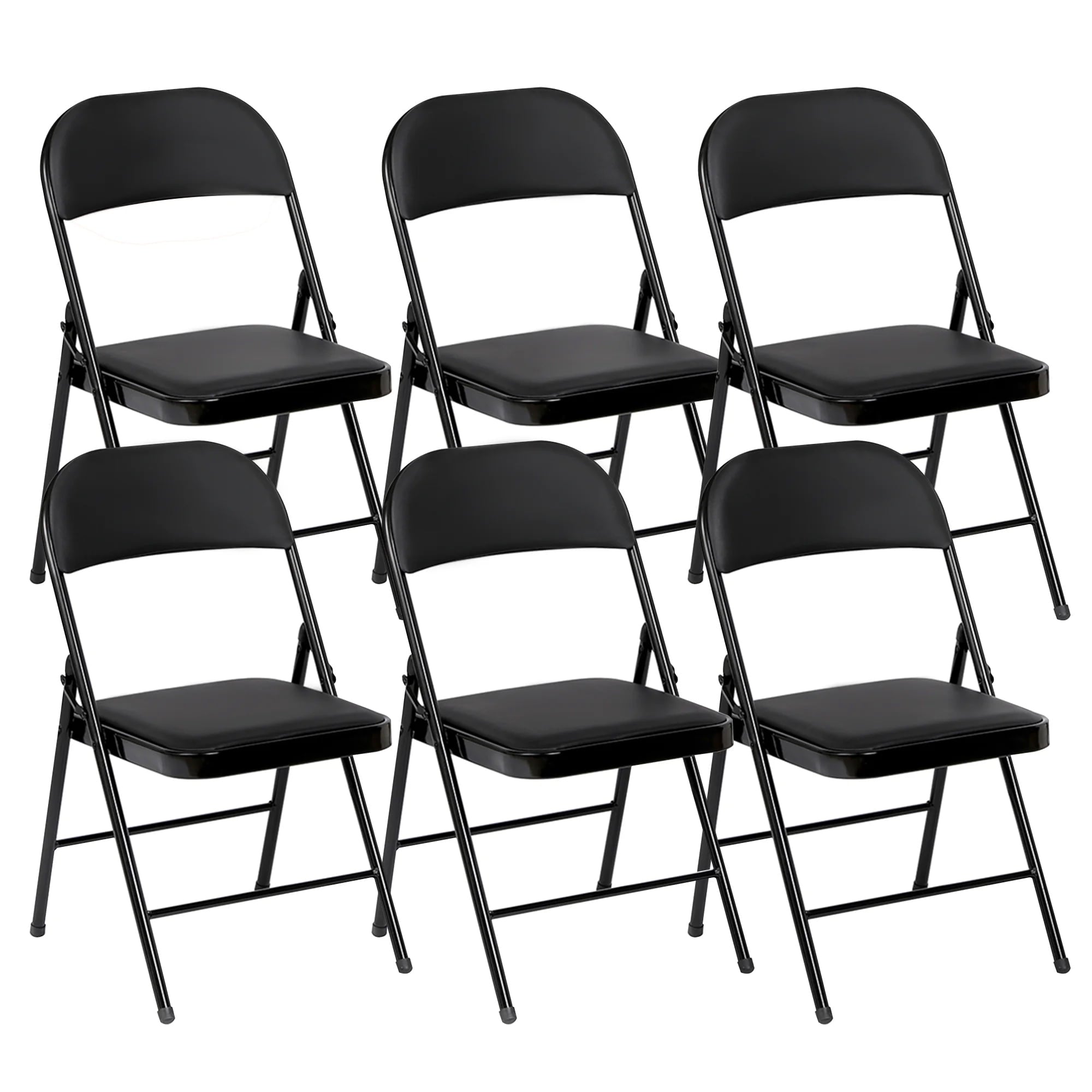 SUGIFT 6 Pack Padded Folding Chairs Set for Home and Office, Indoor and Outdoor Events (Black)