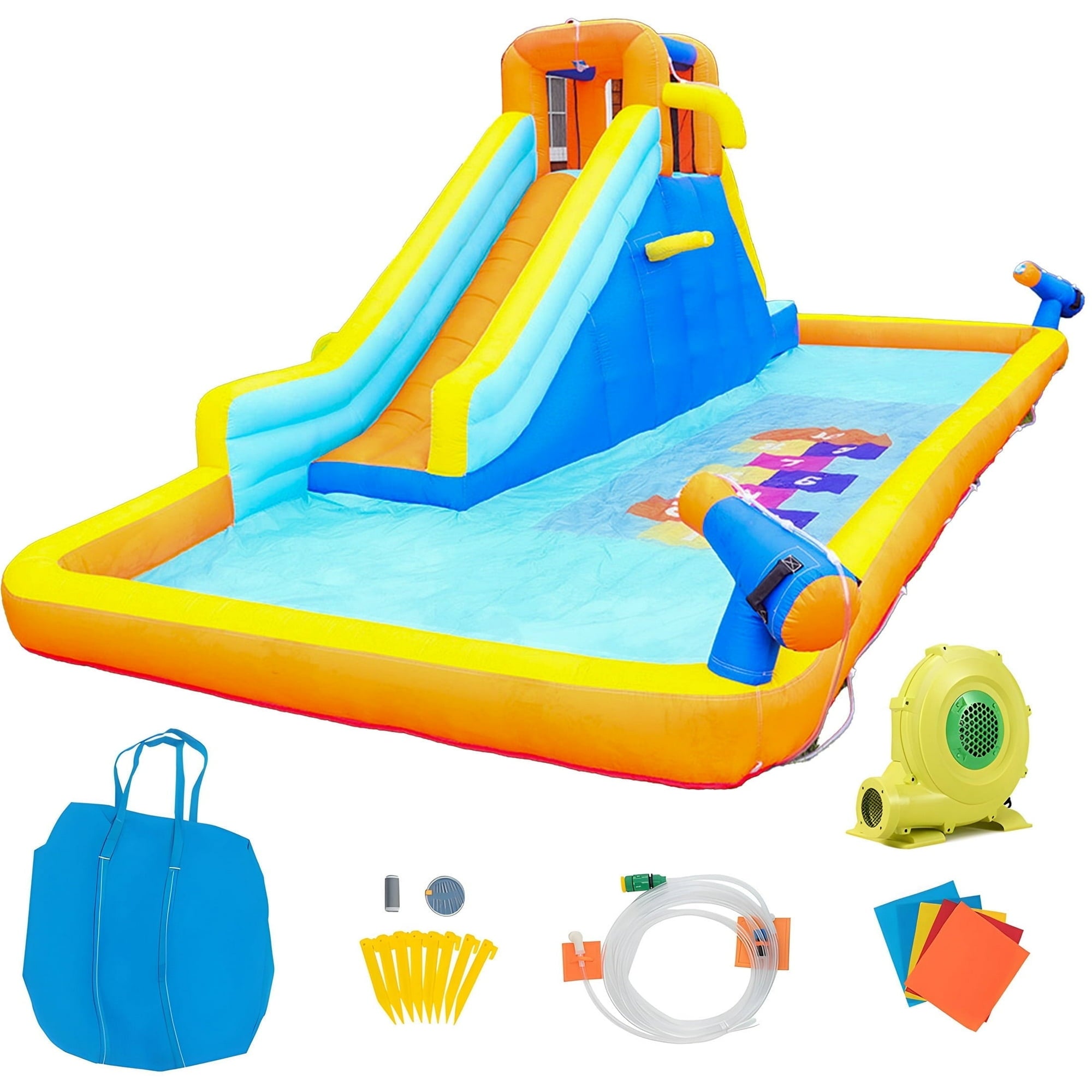 SUGIFT Inflatable Water Slide for Kids with Splash Pool, Climbing Wall, Sprayer & Water Cannon, 212.6in Inflatable Pool Water Slides for Backyard