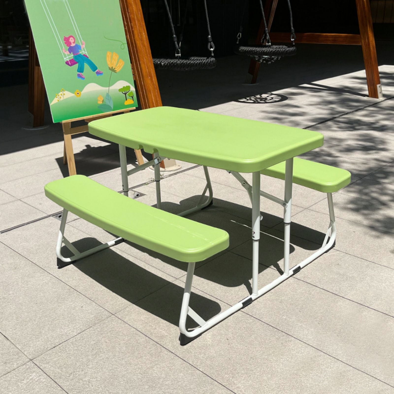 SUGIFT Kids Picnic Table Set Green