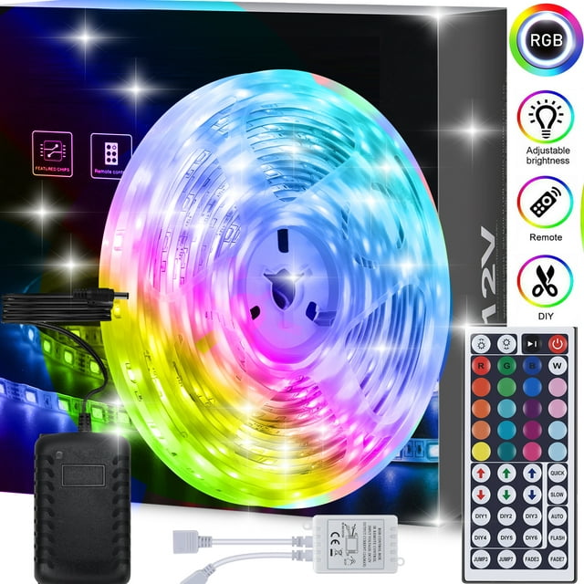 SUGIFT Led Light Strip,16.4ft 5050 LED Strip Lights with 44Keys Remote Bright and Multicolor RGB LED Lights for Home , Yard, Party Decoration