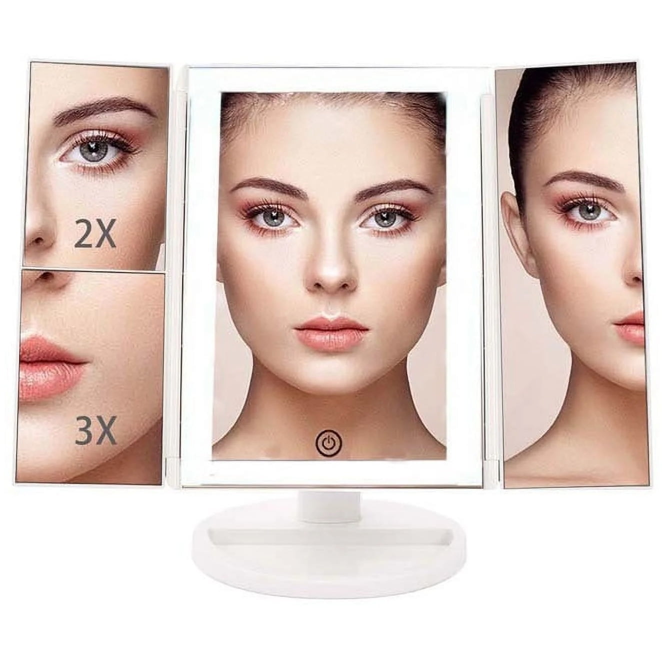 SUGIFT Makeup Mirror with Lights Touch Screen Switch Portable Trifold Mirror Cosmetic Lighted Up Mirror White