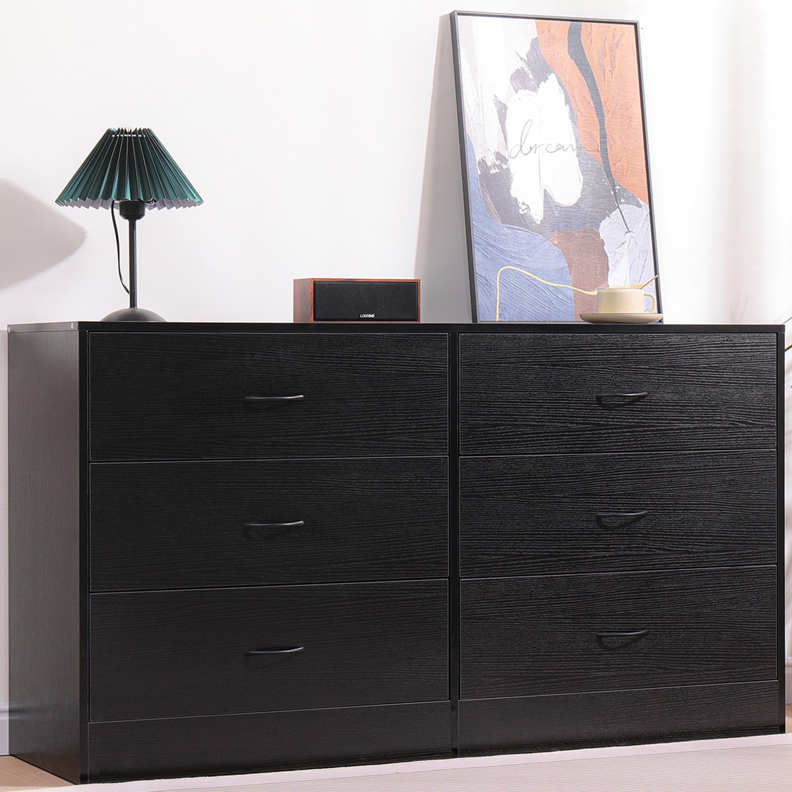SUGIFT Modern 6 Drawer Dresser Chest of Drawers for Bedroom, Black SUGIFT Modern 6 Drawer Dresser Chest of Drawers for Bedroom, Black