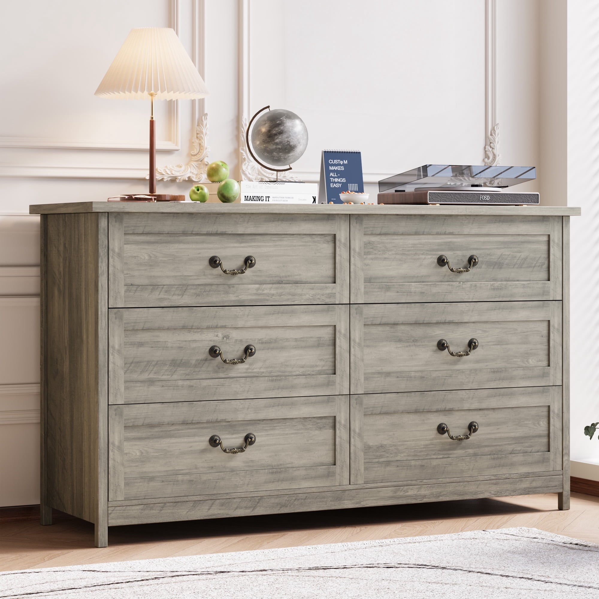 SUGIFT Modern 6-Drawer Dresser for Bedroom, Rustic Gray Finish SUGIFT Modern 6-Drawer Dresser for Bedroom, Rustic Gray Finish
