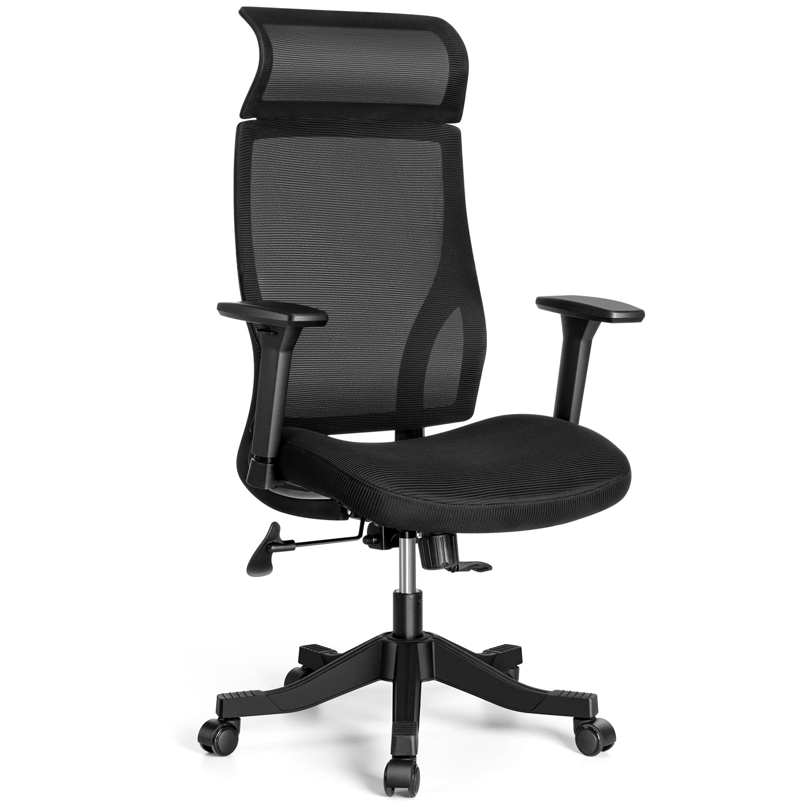 SUGIFT Ergonomic High Back Office Chair with Wheel 3D Armrests and Headrest, Black