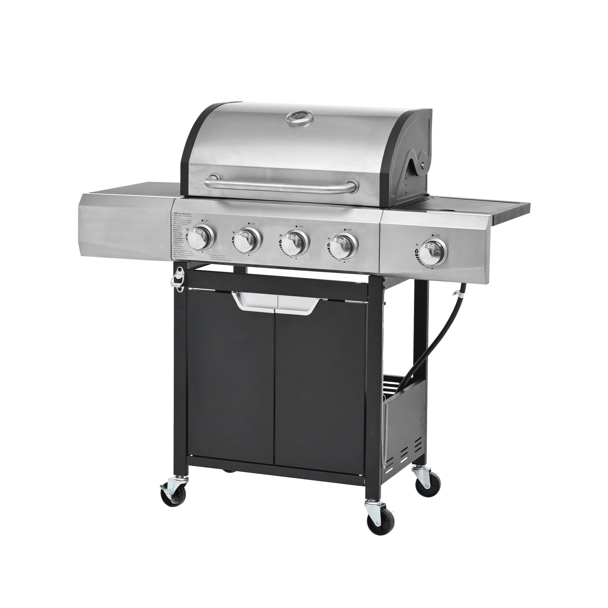 SUGIFT Propane Grill 4 Burner Barbecue Grill Stainless Steel Gas Grill with Side Burner
