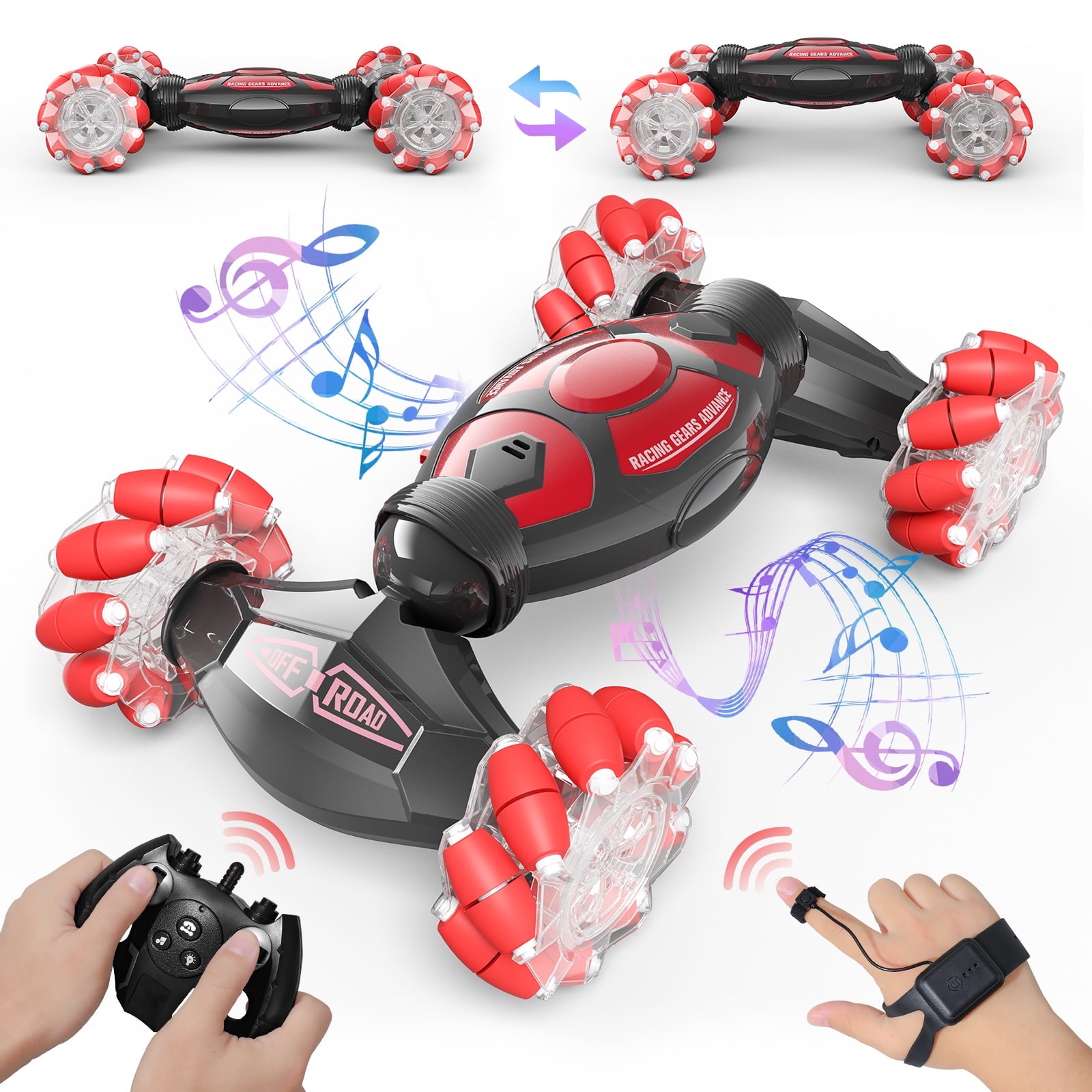 SUGIFT RC Stunt Car Gesture Sensing 4WD Double Sided Remote Control Twist Cars with Battery