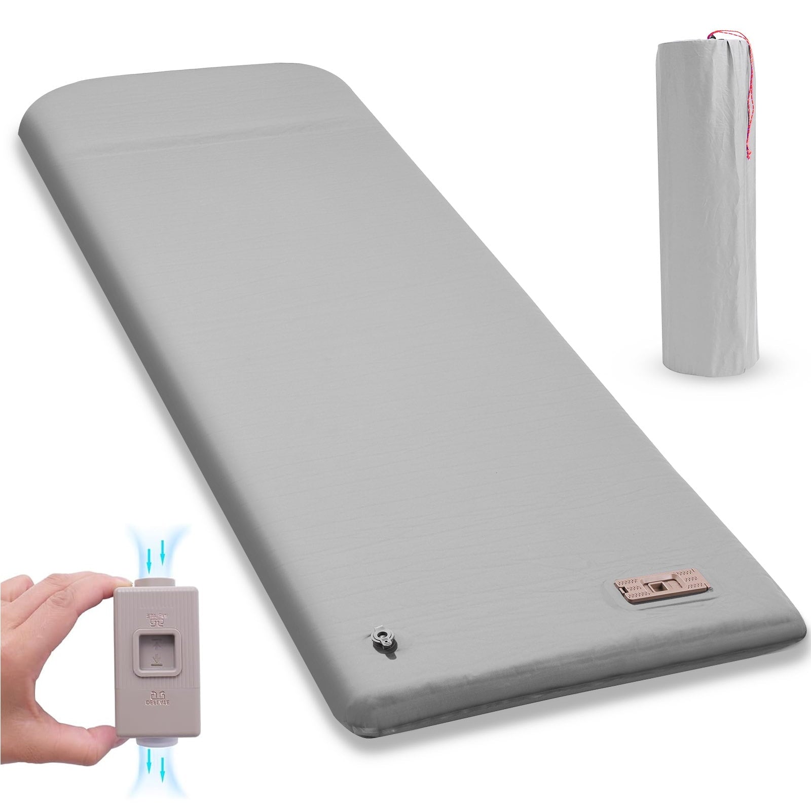 SUGIFT Self Inflating Sleeping Pad 3.2 Thick Memory Foam Camping Pad with Pillow 4-Season Camp Sleeping Mat for Tent Gray