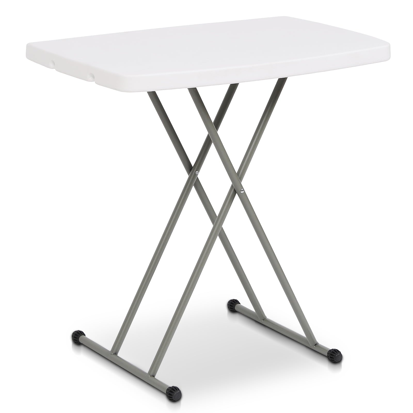 TBKLEY 30in Height Adjustable Folding Table TV Tray for Indoor Outdoor Use, White