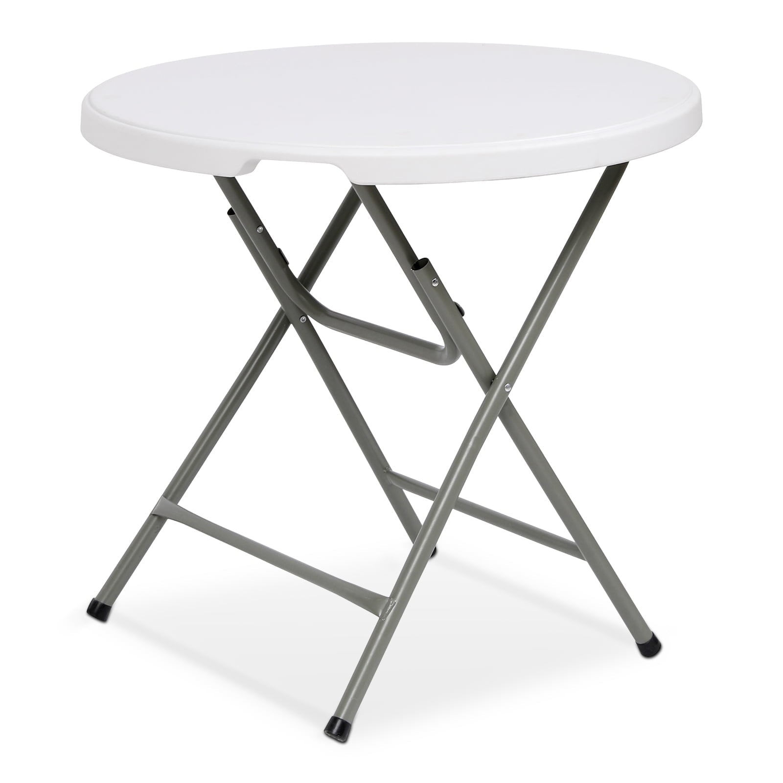 TBKLEY 32in  Round Folding Table Portable Indoor Outdoor Plastic Dining Table, White