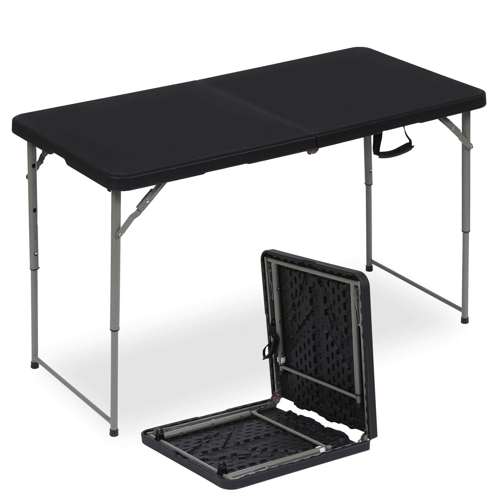 TBKLEY 4ft Portable Plastic Folding Tables for Home Garden Office Indoor Outdoor, Black
