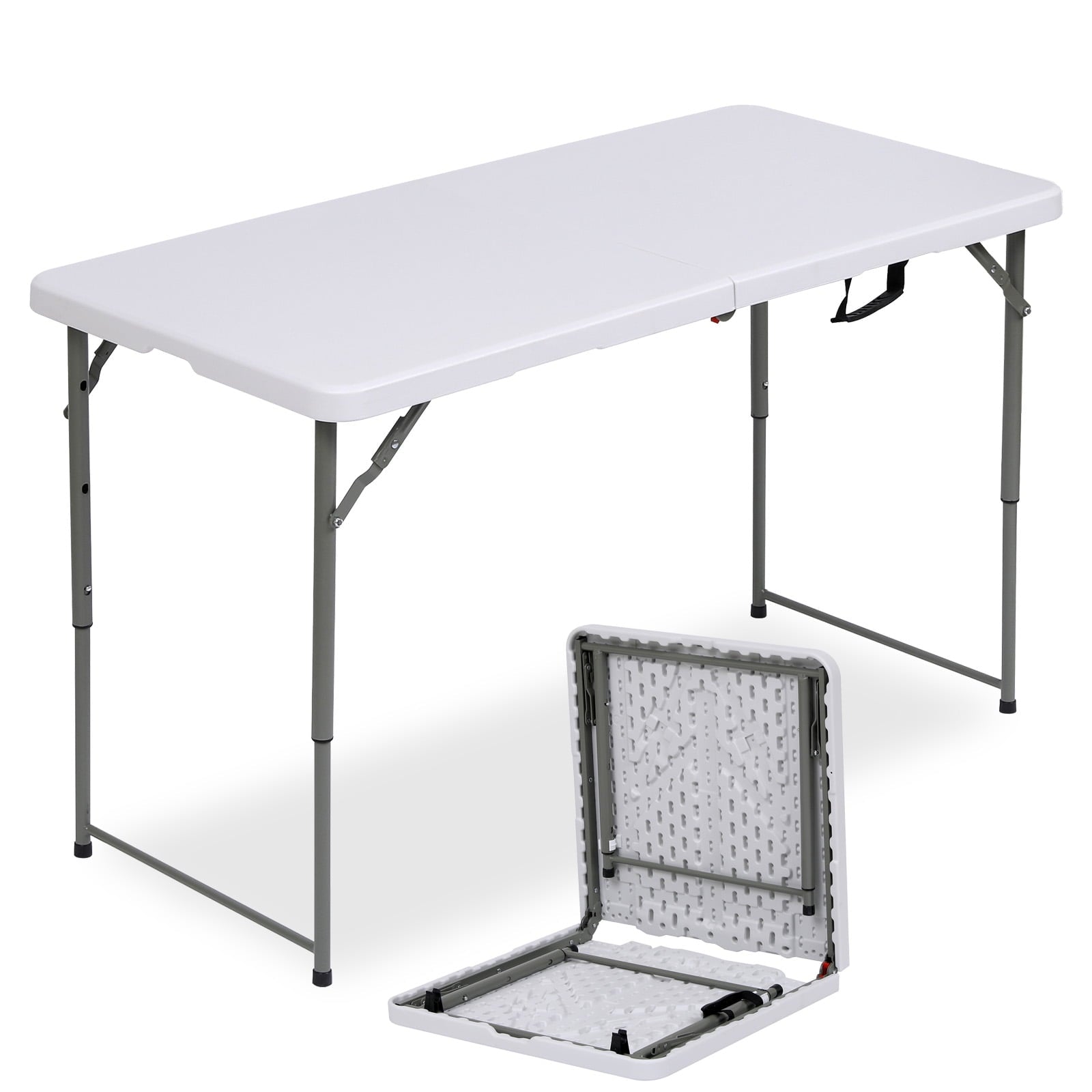 TBKLEY 4ft Portable Plastic Folding Tables for Home Garden Office Indoor Outdoor, White