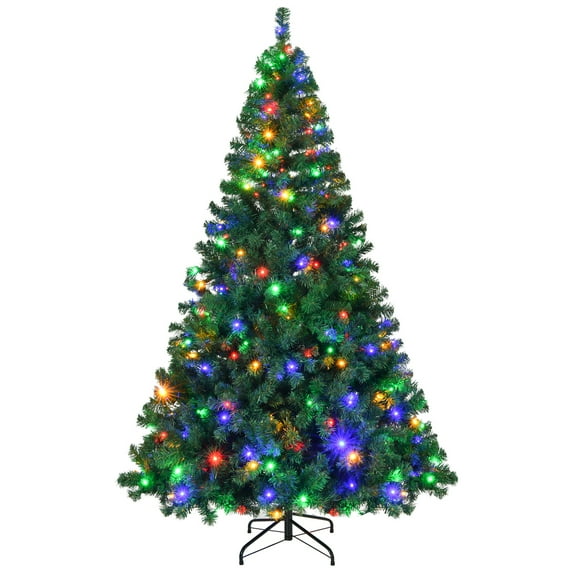 SUGIFT 6ft Pre-Lit Artificial Christmas Tree Hinged w/250 Multi-Color LED Lights