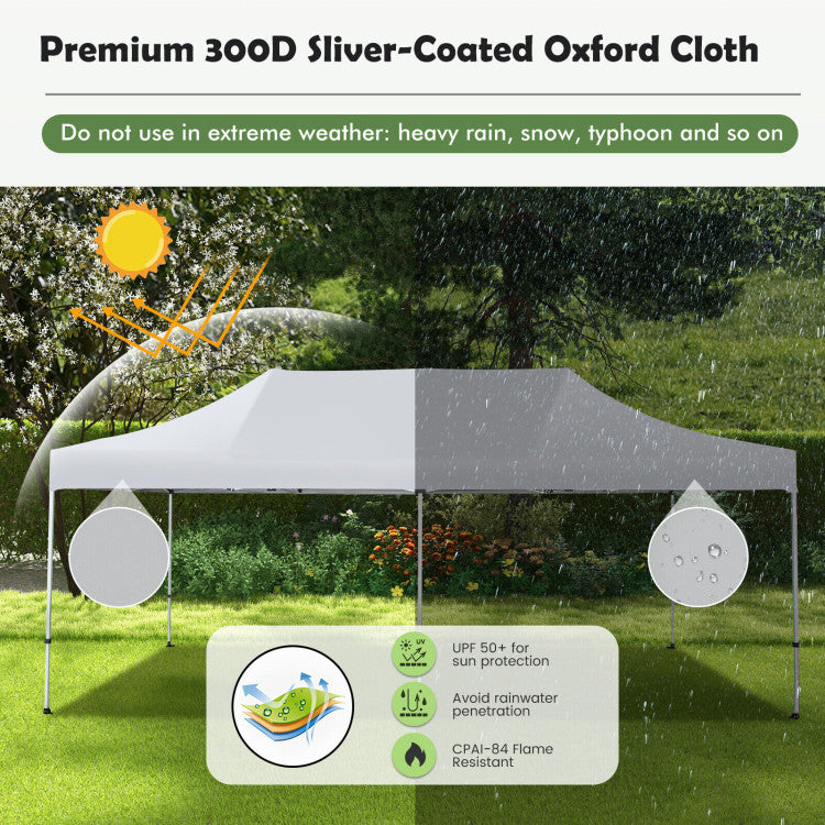 10 x 20 Feet Outdoor Pop-Up Patio Folding Canopy Tent