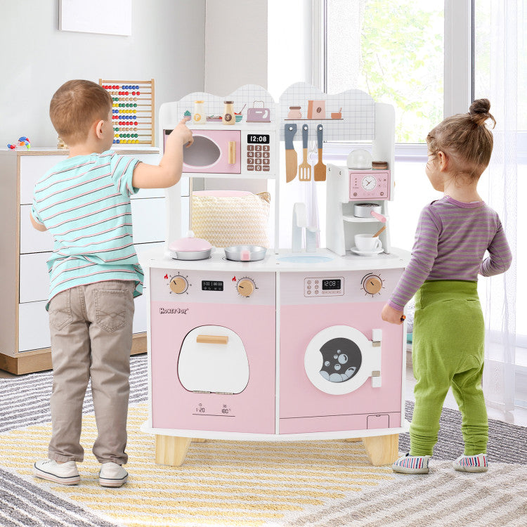 SUGIFT Wooden Kids Kitchen Playset with Coffee Maker for kids