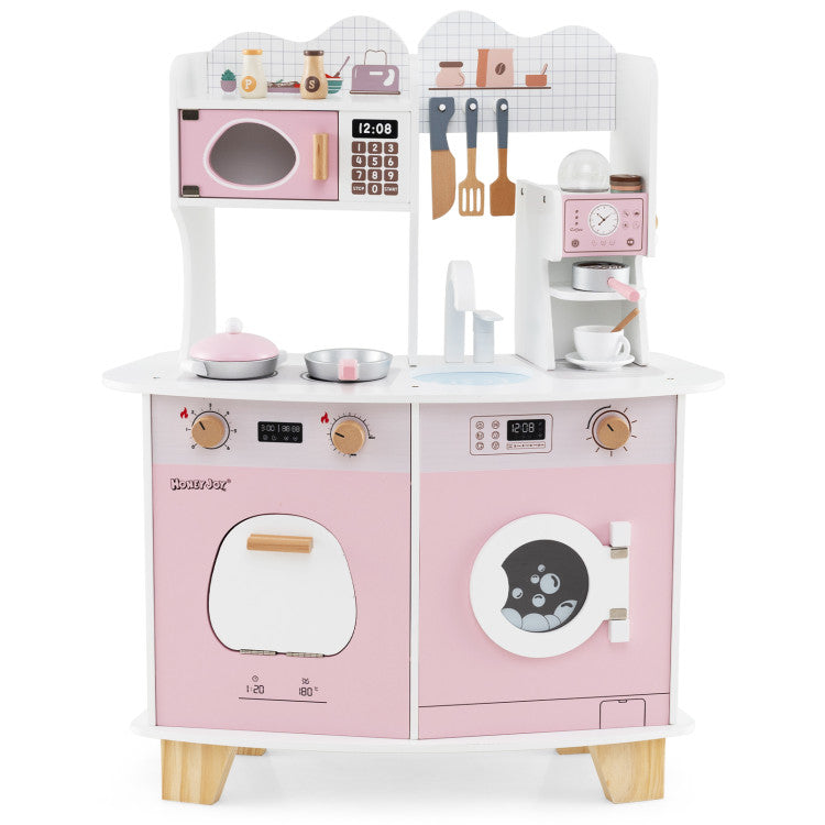 SUGIFT Wooden Kids Kitchen Playset with Coffee Maker for kids
