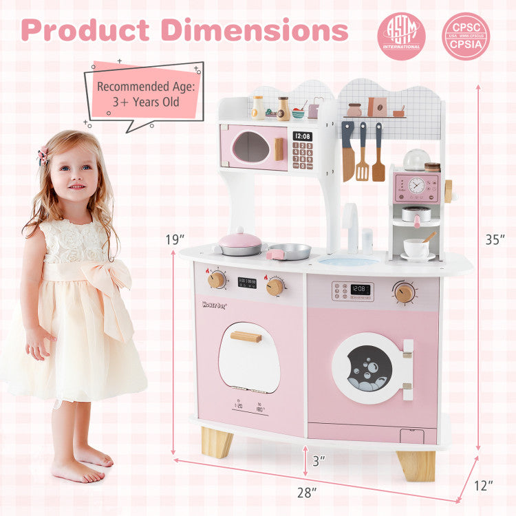 SUGIFT Wooden Kids Kitchen Playset with Coffee Maker for kids