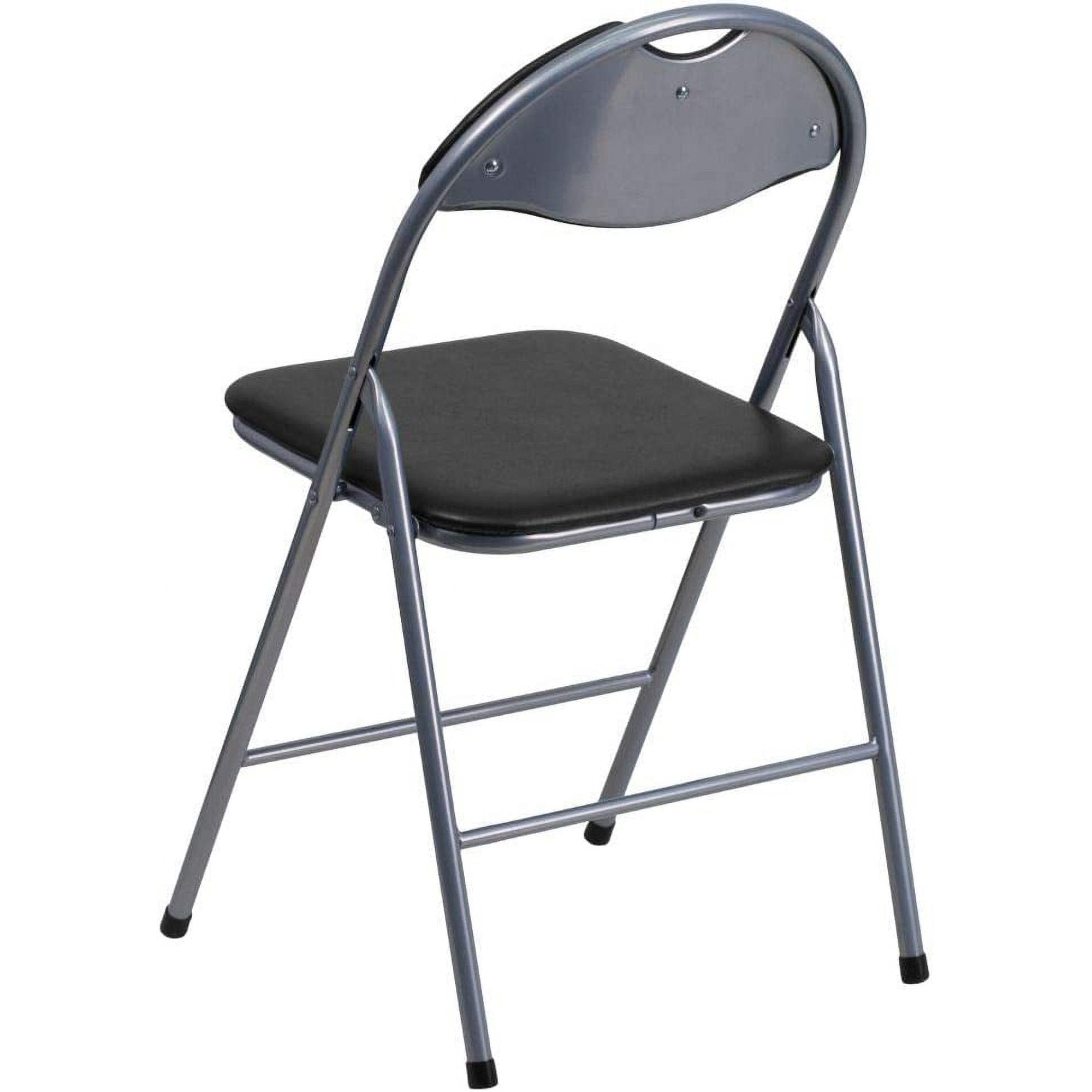 4 Pack Black Vinyl Metal Folding Chair with Carrying Handle